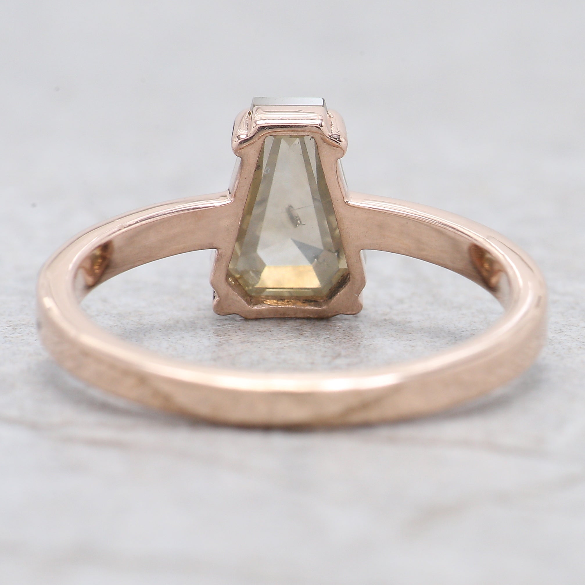 Coffin Cut Salt And Pepper Diamond Ring 1.43 Ct 8.35 MM Coffin Diamond Ring 14K Solid Rose Gold Silver Engagement Ring Gift For Her QL387