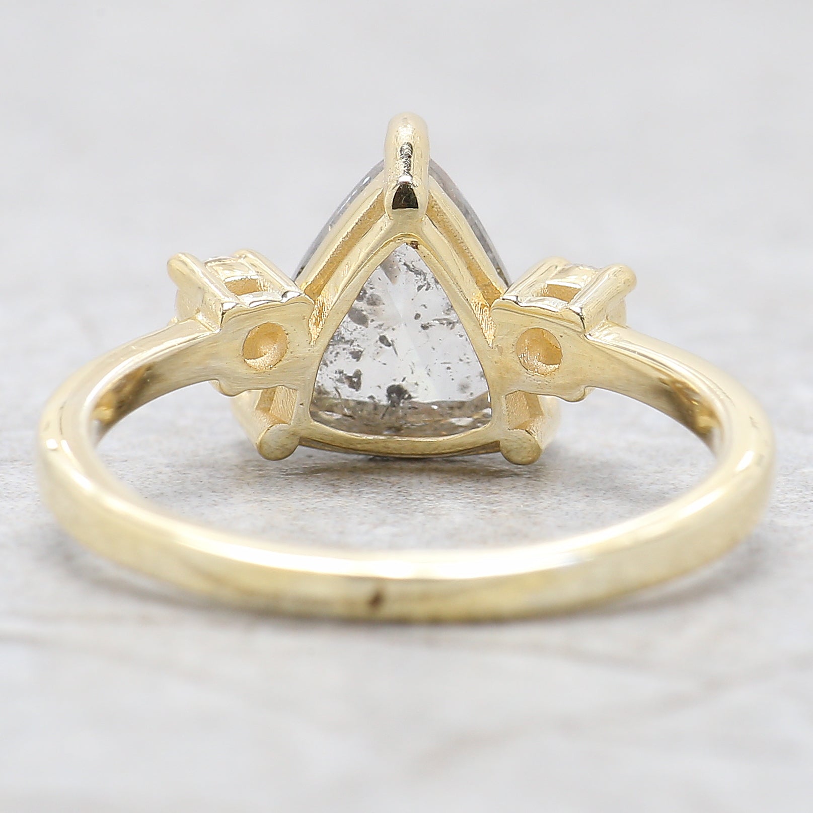 Triangle Cut Salt And Pepper Diamond Ring 2.09 Ct 8.51 MM Triangle Diamond Ring 14K Solid Yellow Gold Silver Engagement Ring Gift For Her QL2592