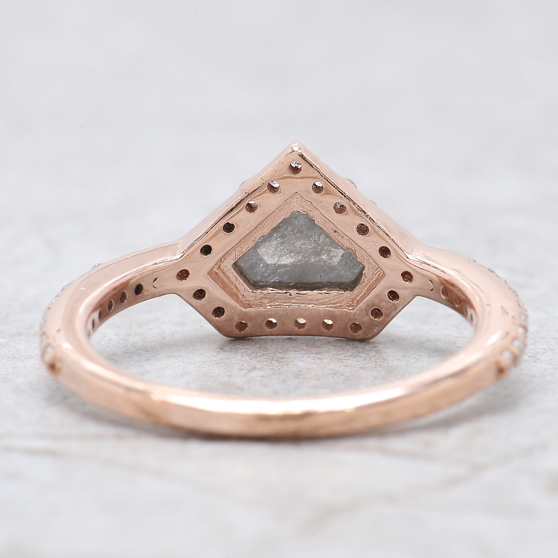 Shield Cut Salt And Pepper Diamond Ring 0.81 Ct 5.50 MM Shield Diamond Ring 14K Solid Rose Gold Silver Engagement Ring Gift For Her QN1251