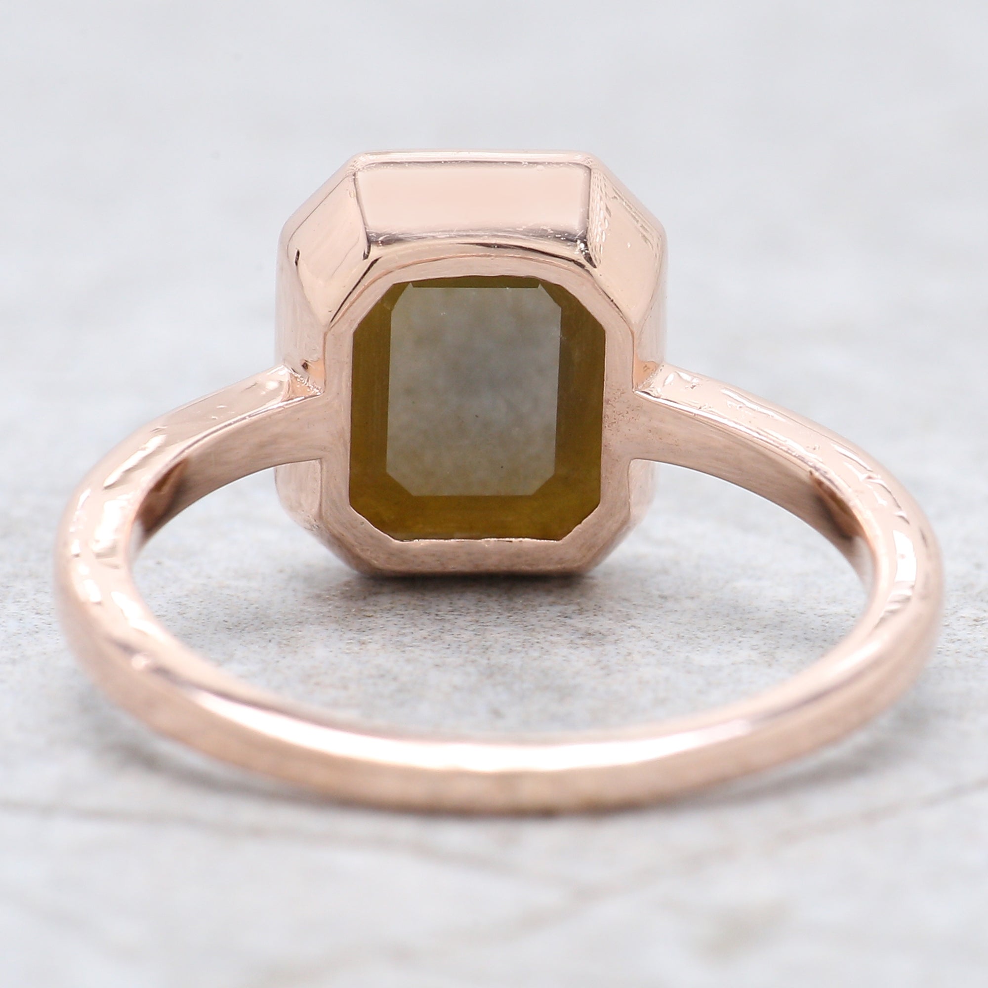 Emerald Cut Yellow Color Diamond Ring 2.85 Ct 8.60 MM Emerald Shape Diamond Ring 14K Rose Gold Silver Engagement Ring Gift For Her QN157