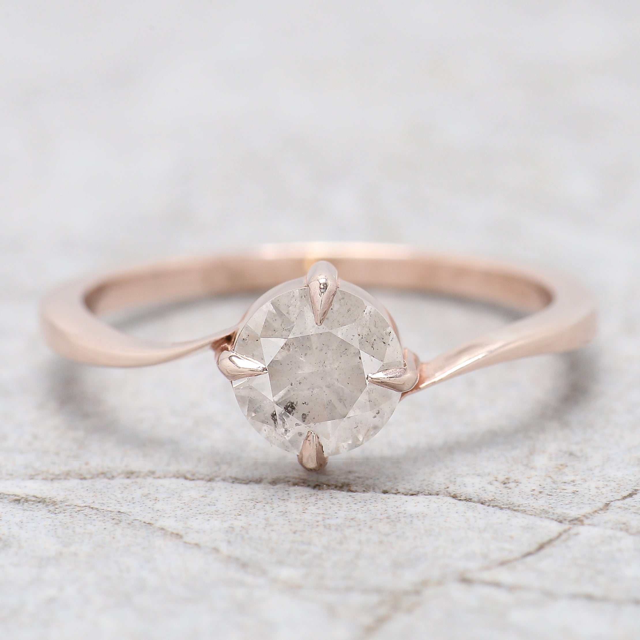 Round Cut White Color Diamond Ring 0.73 Ct 5.85 MM Round Shape Diamond Ring 14K Rose Gold Silver Round Engagement Ring Gift For Her QL347