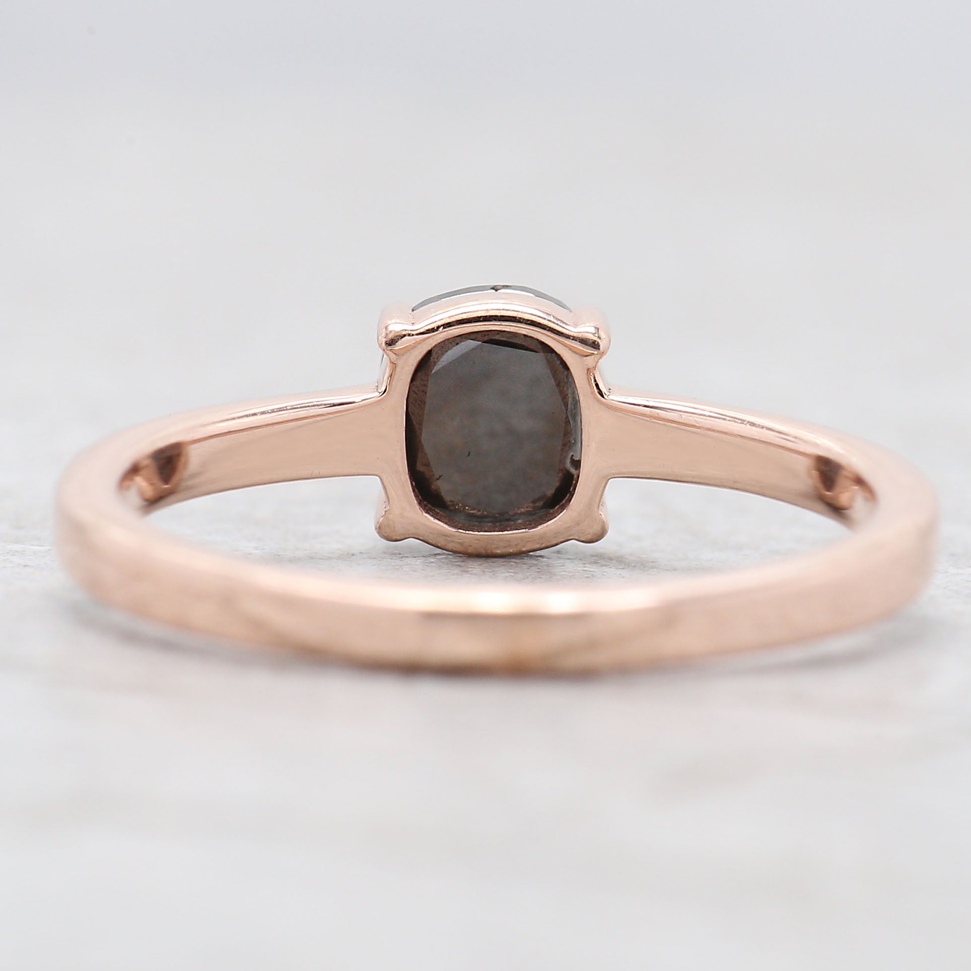 0.78 Ct Natural Oval Salt And Pepper Diamond Ring 5.94 MM Oval Cut Diamond Ring 14K Solid Rose Gold Silver Engagement Ring Oval Ring QK2517