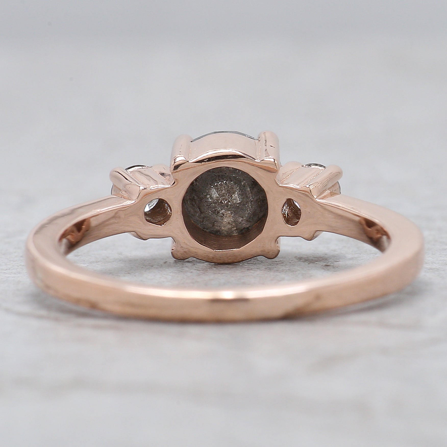 Round Cut Salt And Pepper Diamond Ring 1.47 Ct 6.45 MM Round Diamond Ring 14K Solid Rose Gold Silver Engagement Ring Gift For Her QN9377