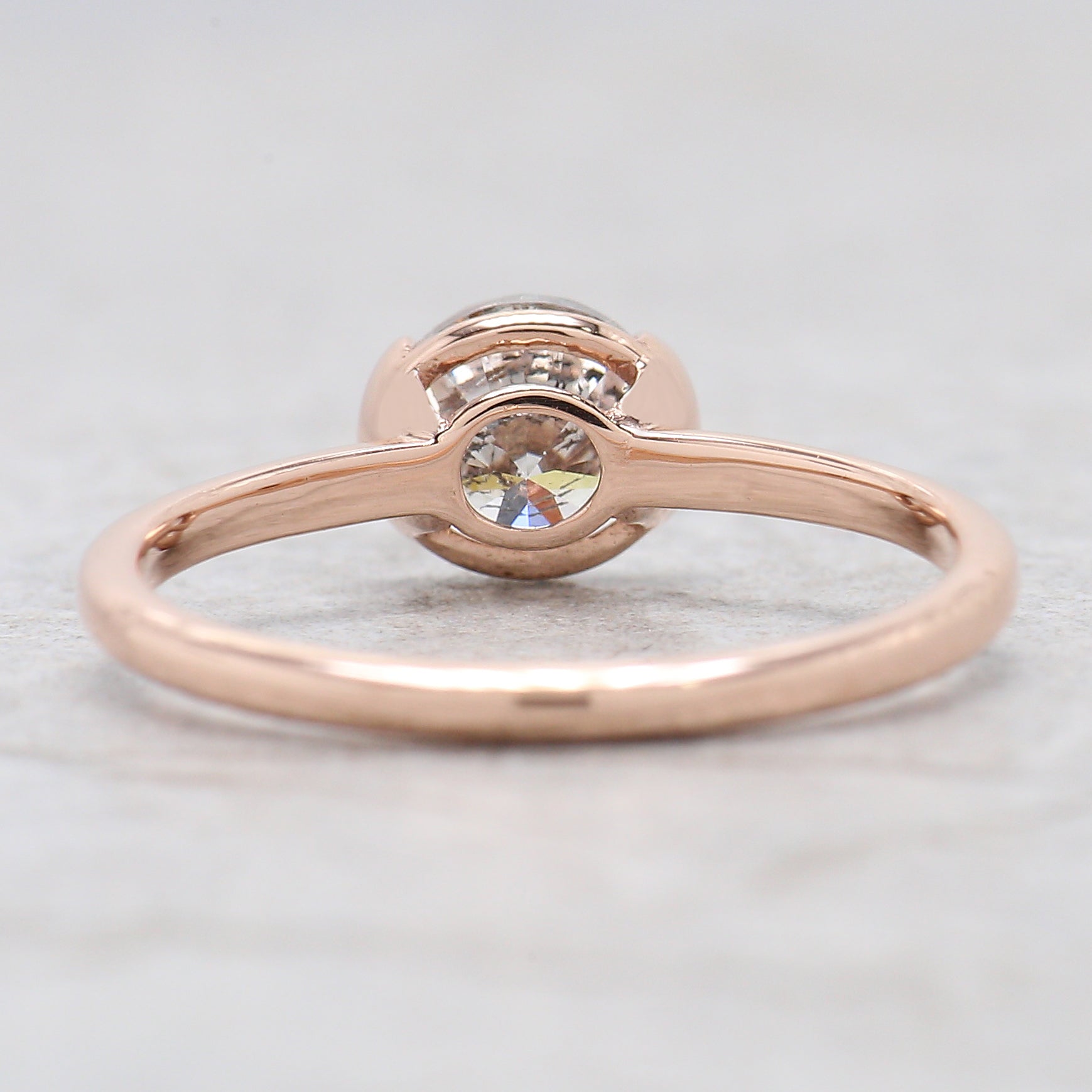 Round White-G Color Diamond Ring 1.02 Ct 6.06 MM Round Shape Diamond Wedding Ring Half Bezel Set Ring Engagement Ring Gift For Her KDL2641
