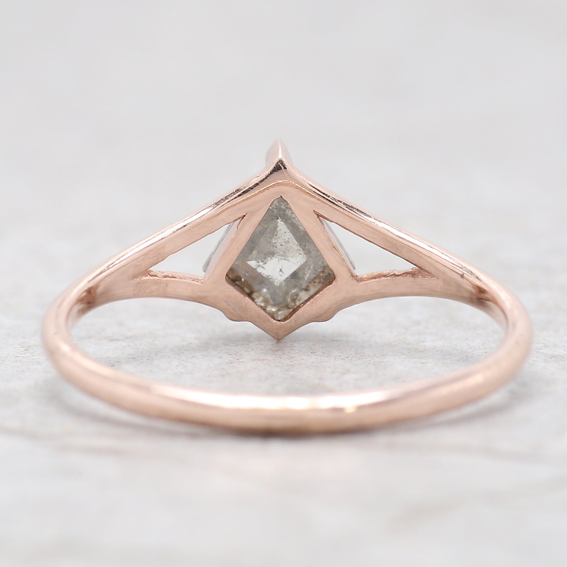 Kite Cut Salt And Pepper Diamond Ring 0.63 Ct 7.48 MM Kite Diamond Ring 14K Solid Rose Gold Silver Kite Engagement Ring Gift For Her QL2041