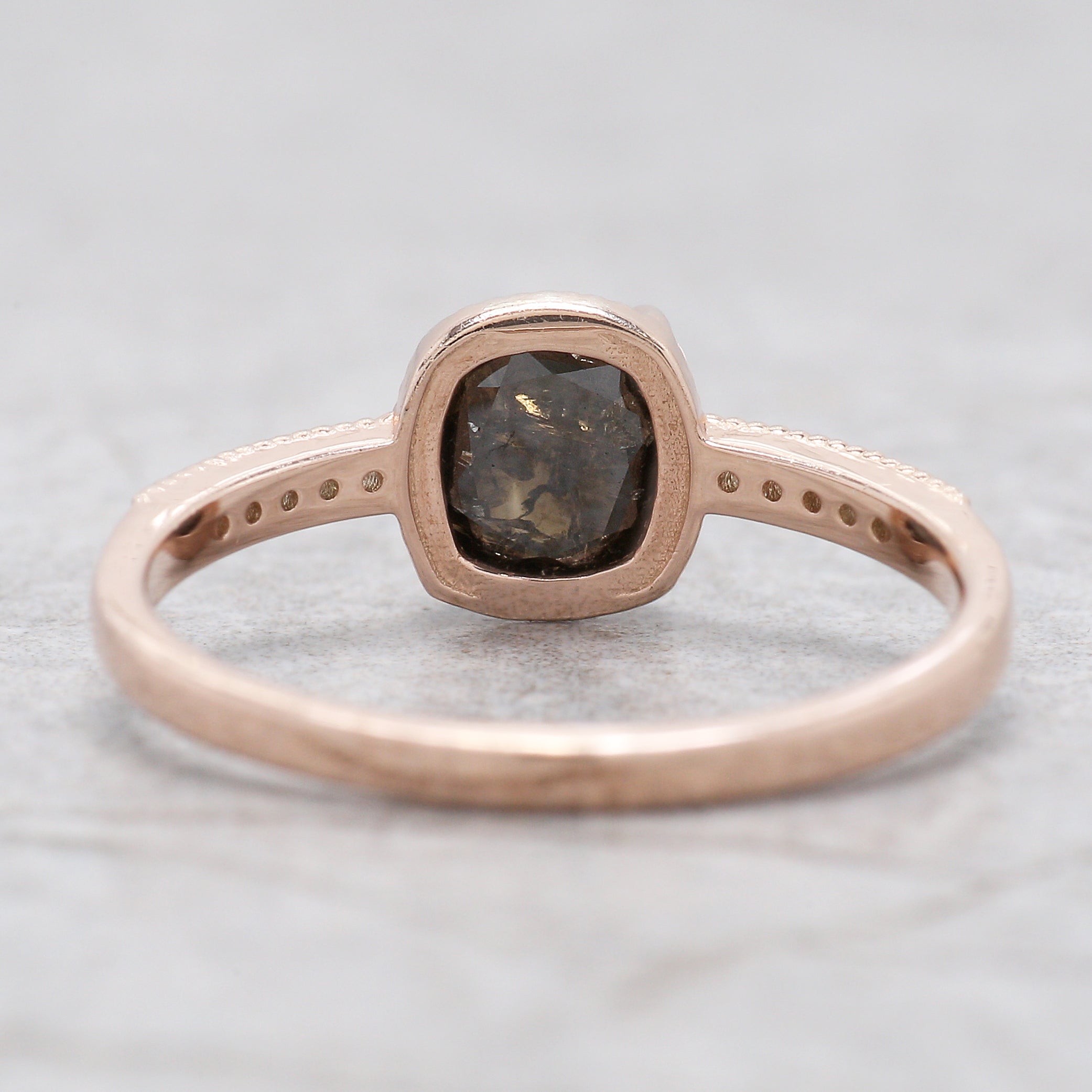 Cushion Shape Brown Color Diamond Ring 1.07 Ct 6.36 MM Cushion Diamond Ring 14K Solid Rose Gold Silver Engagement Ring Gift For Her QL2856