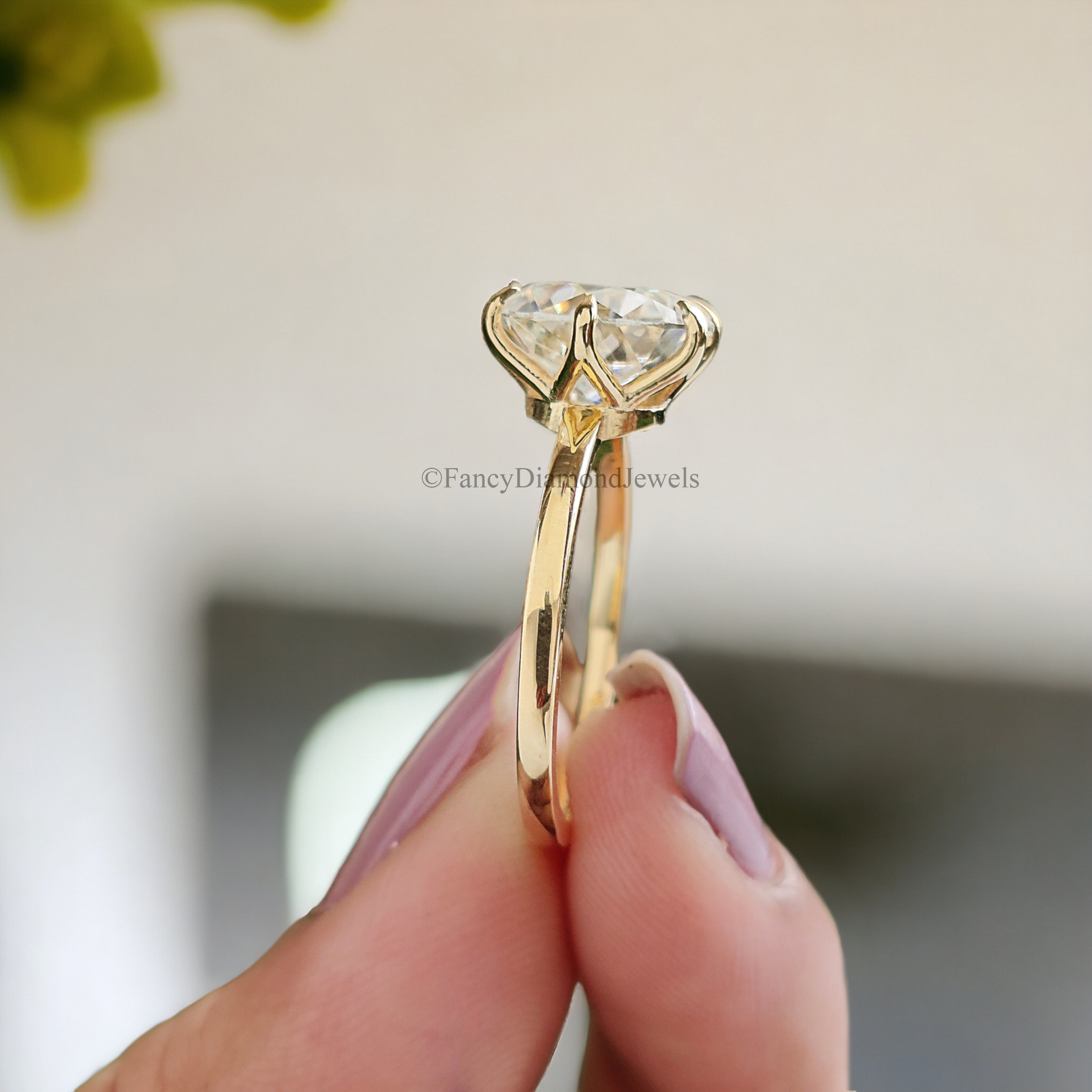 2.80 CT Old European Round Cut Moissanite Solitaire Ring Yellow Gold Engagement Ring For Women OEC Round Cut Ring For Her Wedding Gift FD171