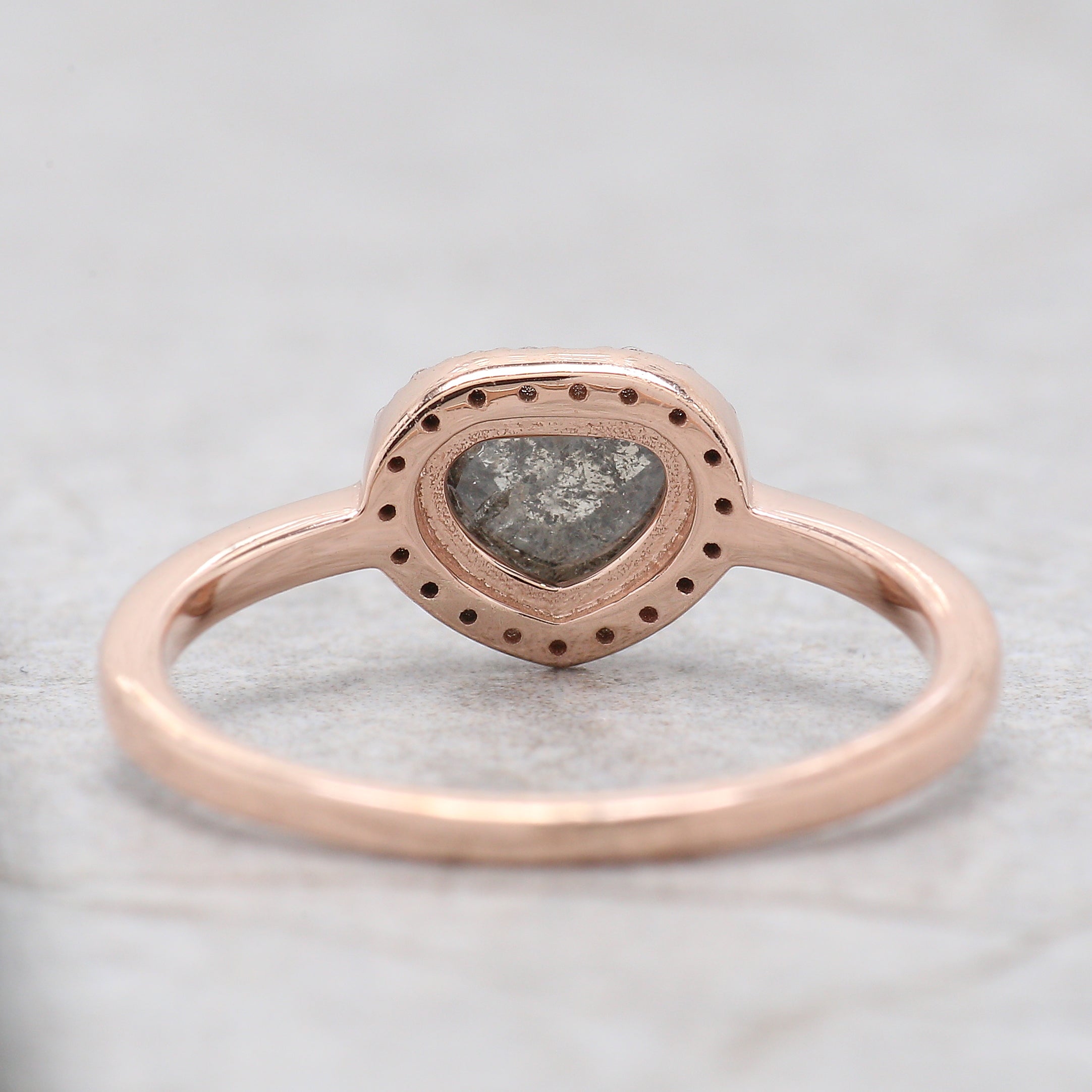 Heart Salt And Pepper Diamond Ring 0.74 Ct 5.90 MM Heart Shape Diamond Ring 14K Solid Rose Gold Silver Engagement Ring Gift For Her QK1487