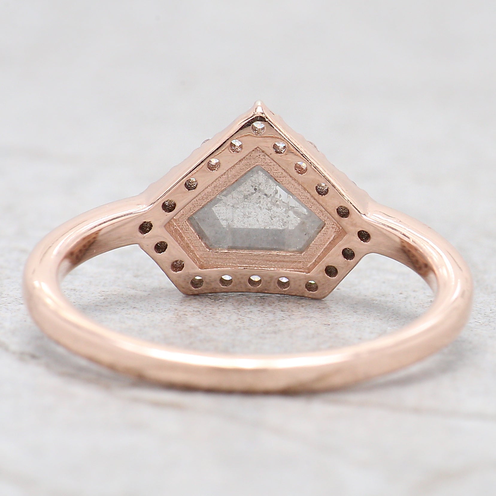 Shield Cut Salt And Pepper Diamond Ring 0.86 Ct 5.55 MM Shield Diamond Ring 14K Solid Rose Gold Silver Engagement Ring Gift For Her QN962