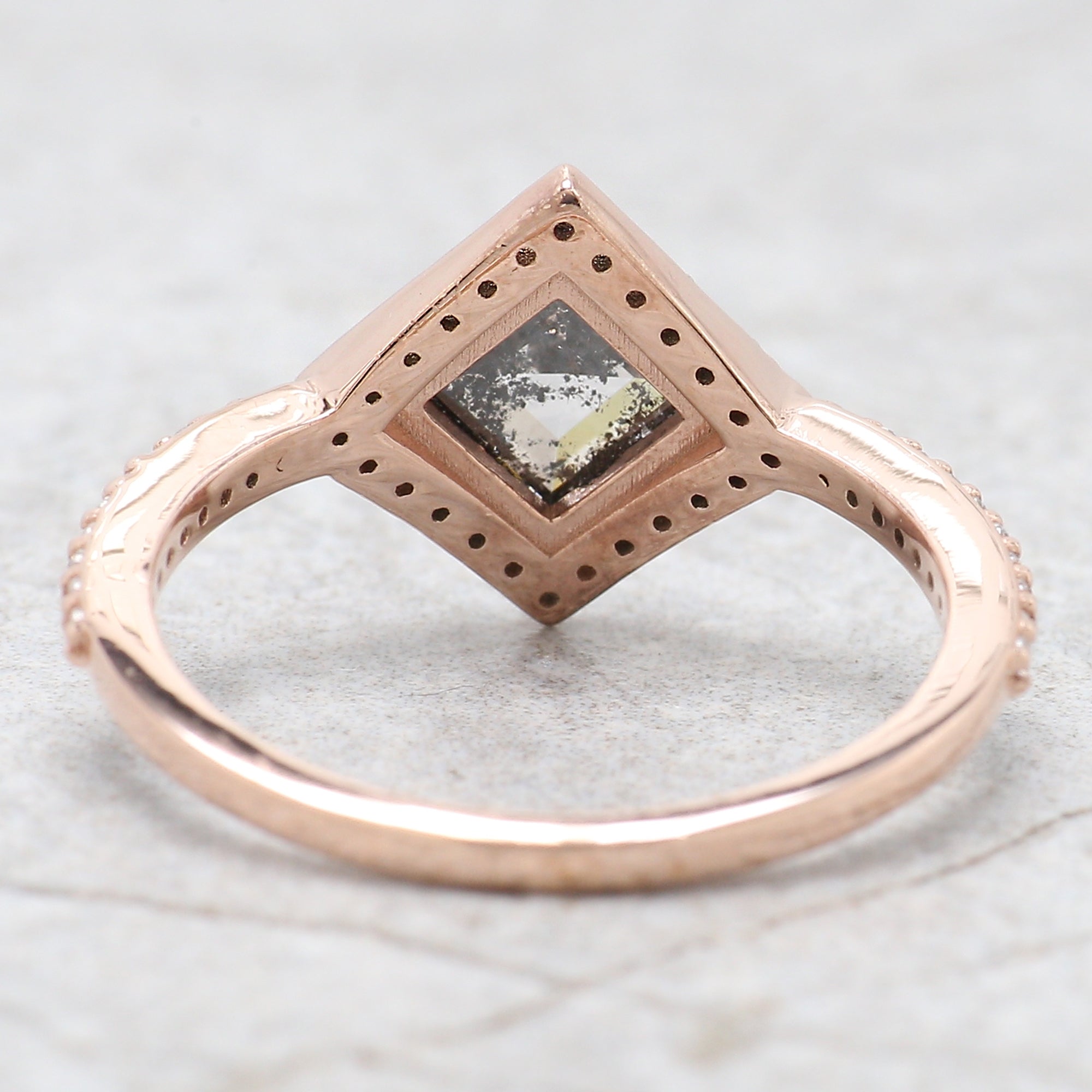 Kite Cut Salt And Pepper Diamond Ring 0.70 Ct 7.10 MM Kite Diamond Ring 14K Solid Rose Gold Silver Kite Engagement Ring Gift For Her QN930