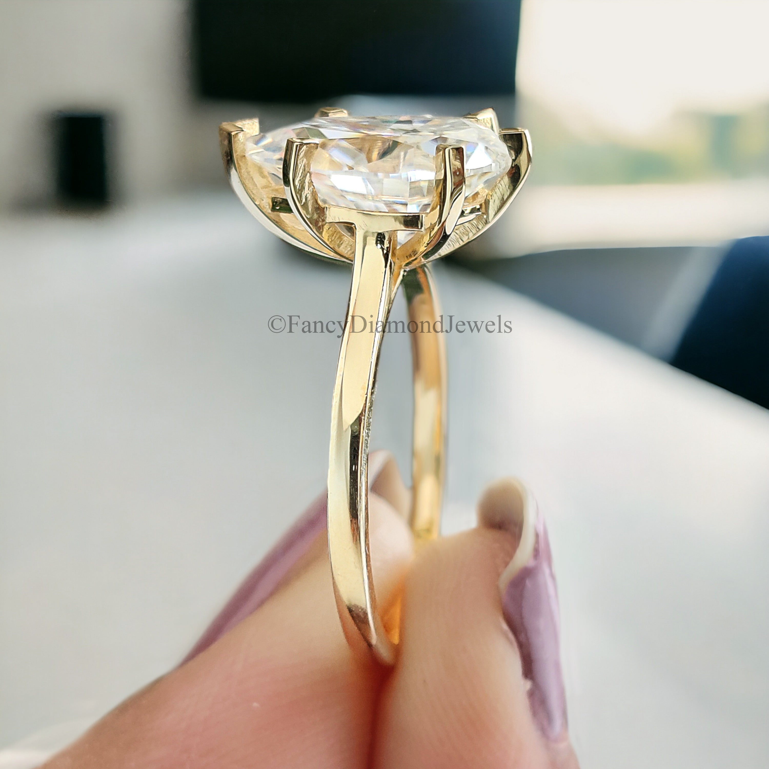 Pear Shaped Solitaire Engagement Ring 2.80 CT Pear Cut Colorless Moissanite Ring Anniversary Ring Bridal Wedding Ring Gift For Her FD210