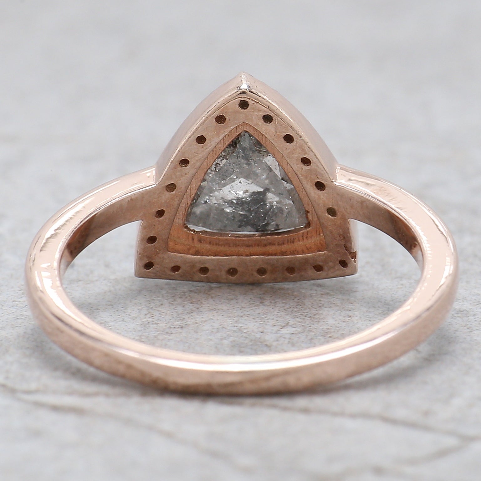 Triangle Salt And Pepper Diamond Ring 1.62 Ct 7.00 MM Triangle Diamond Ring 14K Solid Rose Gold Silver Engagement Ring Gift For Her QL128