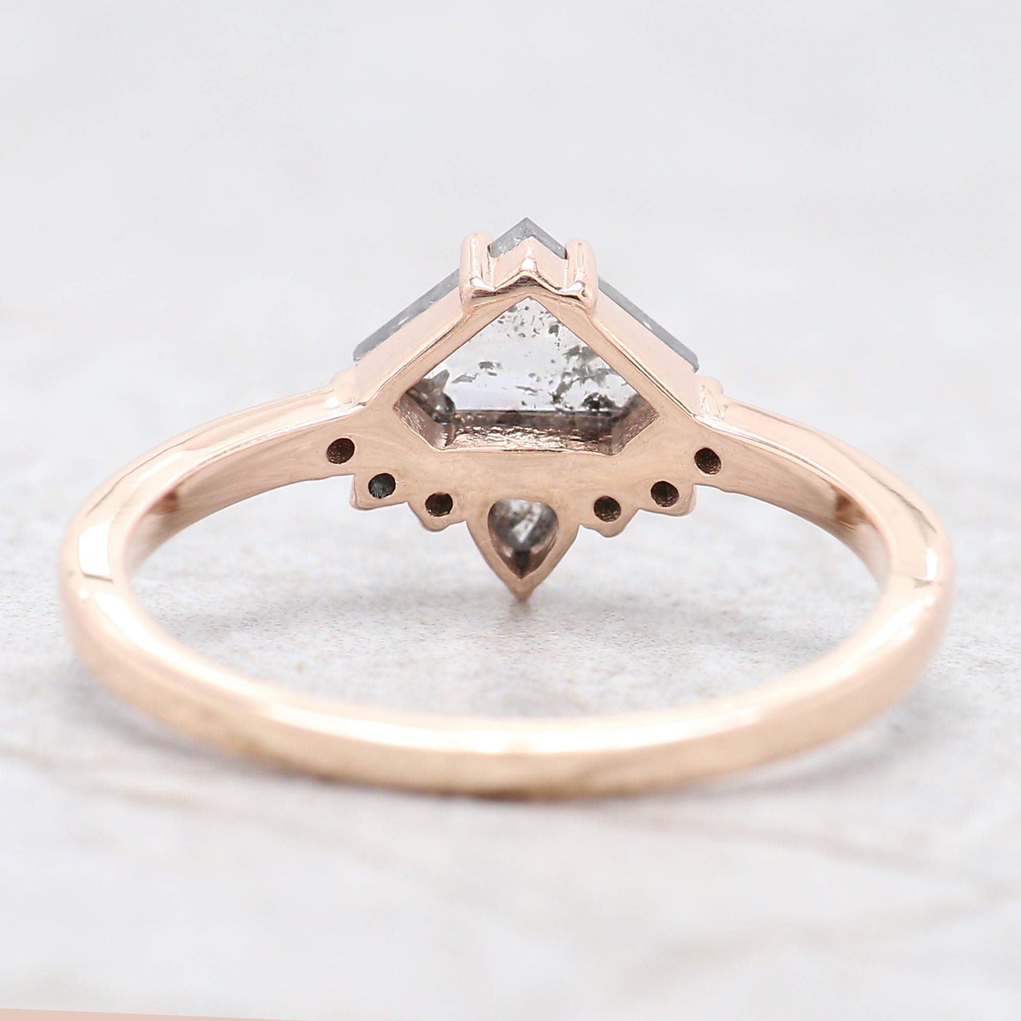 Shield Salt And Pepper Diamond Ring, Salt And Pepper Shield Diamond Engagement Ring, Shield Shape Diamond Ring, Shield Cut Ring, QL9471