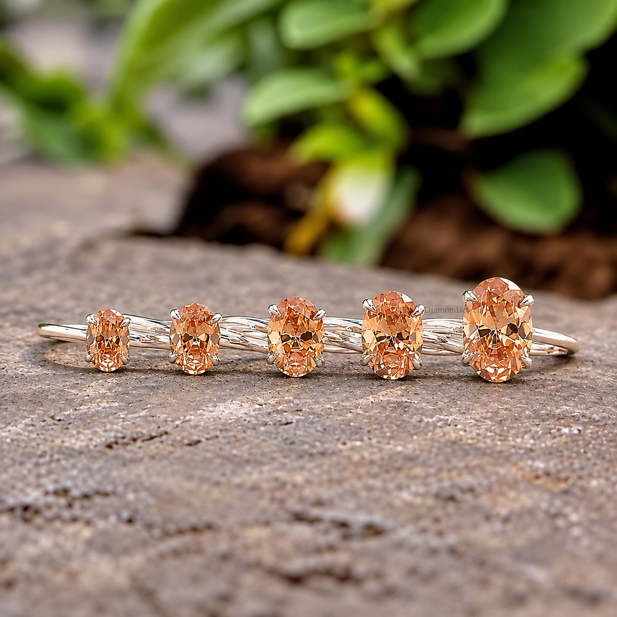 Oval Brown Champagne Diamond engagement ring 12mm 10mm 9mm 8mm 7mm stone ring Simulant Ring Solitaire ring Silver ring Gift for her FD404