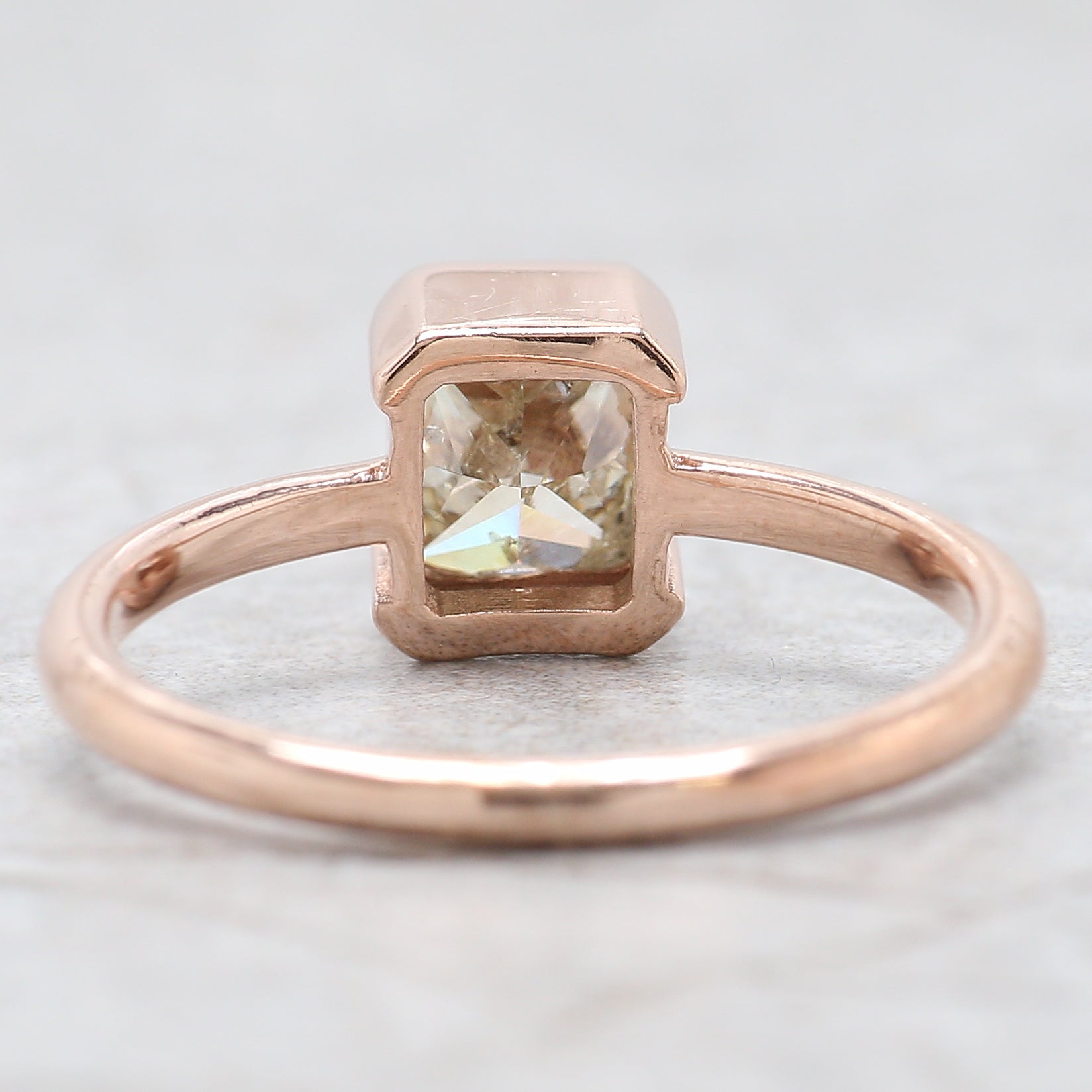 Radiant Salt And Pepper Diamond Ring 1.48 Ct 6.05 MM Radiant Diamond Ring 14K Solid Rose Gold Silver Engagement Ring Gift For Her QL2640