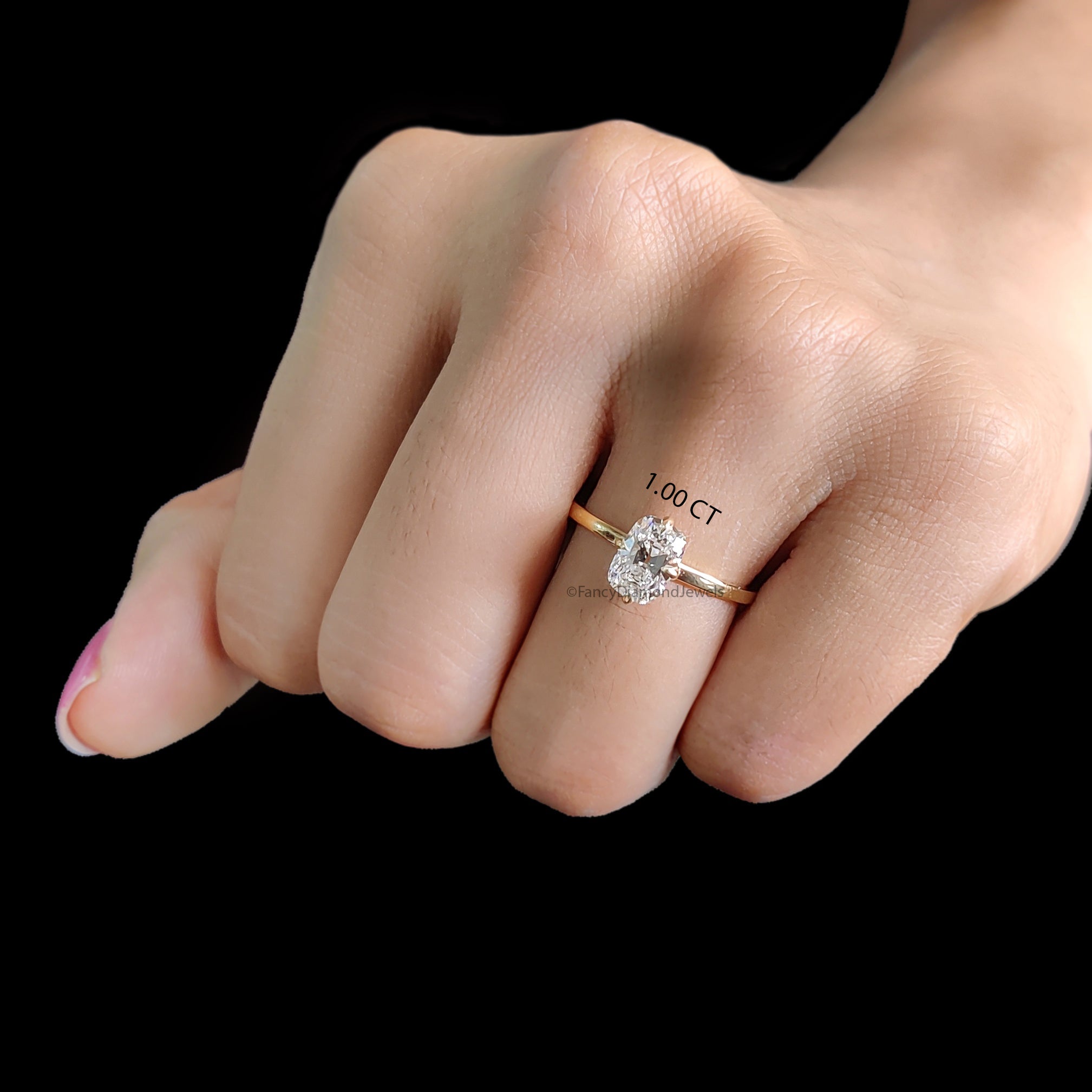 Cushion Old Mine Cut Diamond Engagement Ring with Hidden Halo, Lab Grown Diamond Wedding Ring for Her, Vintage Inspired Diamond Ring FD557