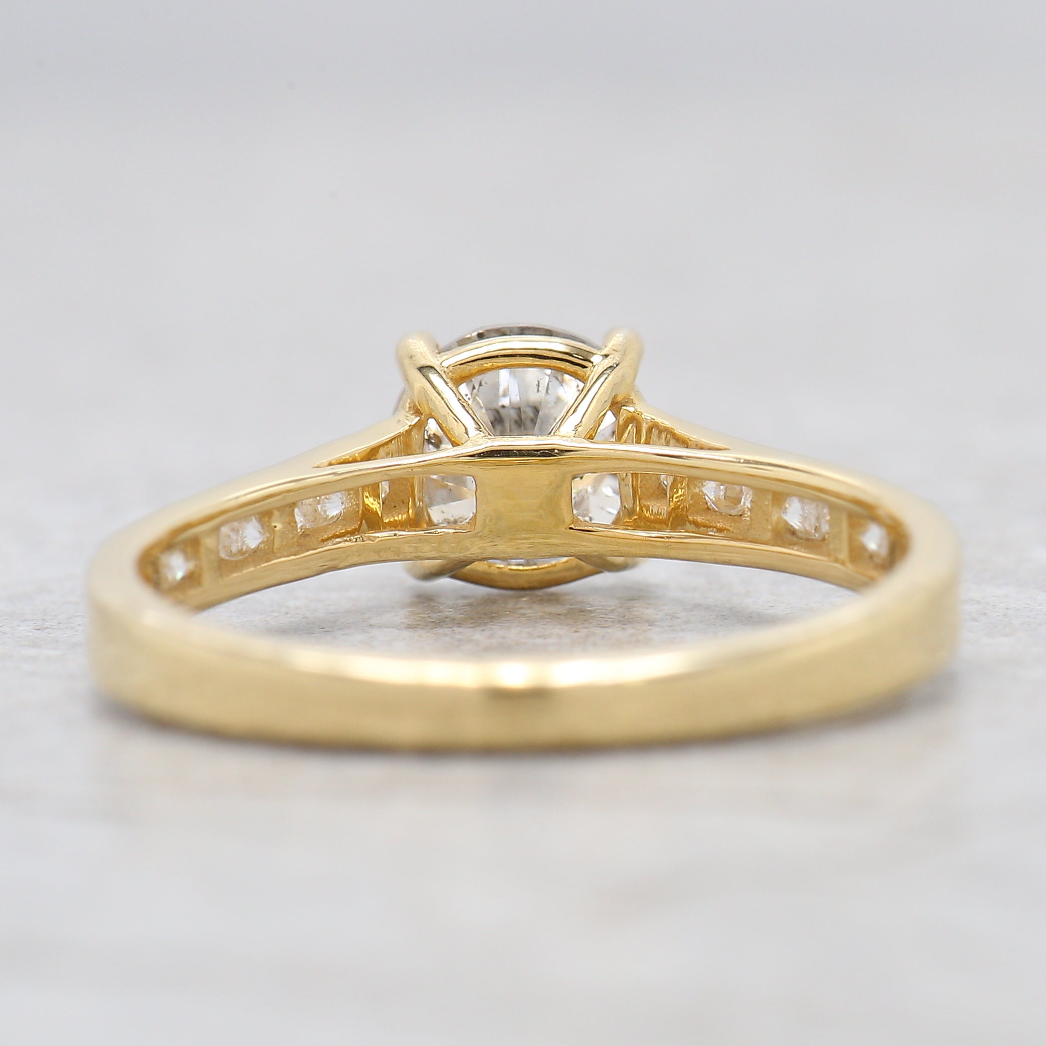 Round White-F Color Diamond Ring 0.97 Ct 6.05 MM Round Shape Diamond Wedding Ring Channel Setting Band Engagement Ring Gift For Her KDL2645