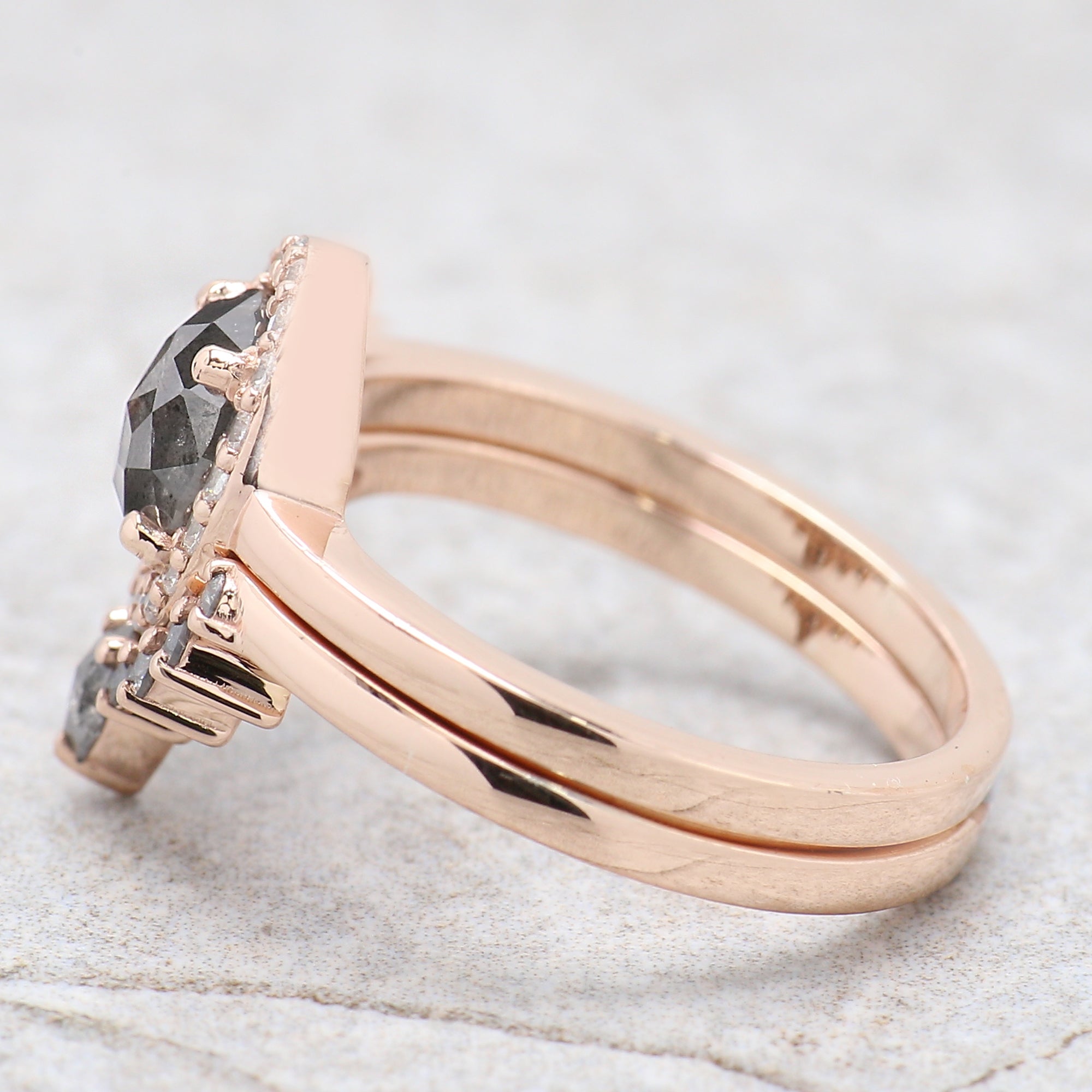 Oval Cut Salt And Pepper Diamond Ring 0.98 Ct 7.00 MM Oval Diamond Ring 14K Solid Rose Gold Silver Oval Engagement Ring Gift For Her QN1306