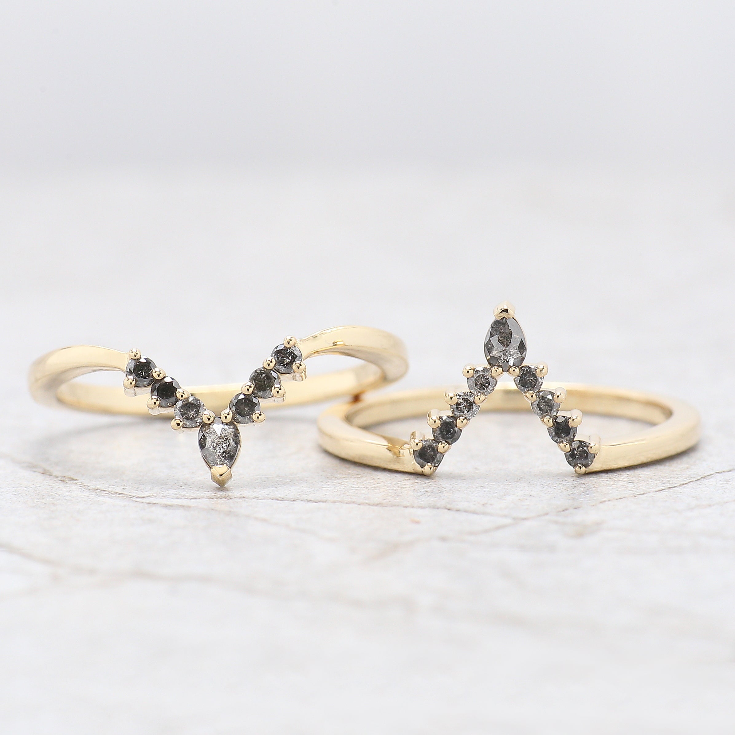 Kite Cut Salt And Pepper Diamond Ring 0.62 CT 9.80 MM Kite Diamond Wedding Ring Set Yellow Gold Silver Engagement Ring Gift For Her KDN2601