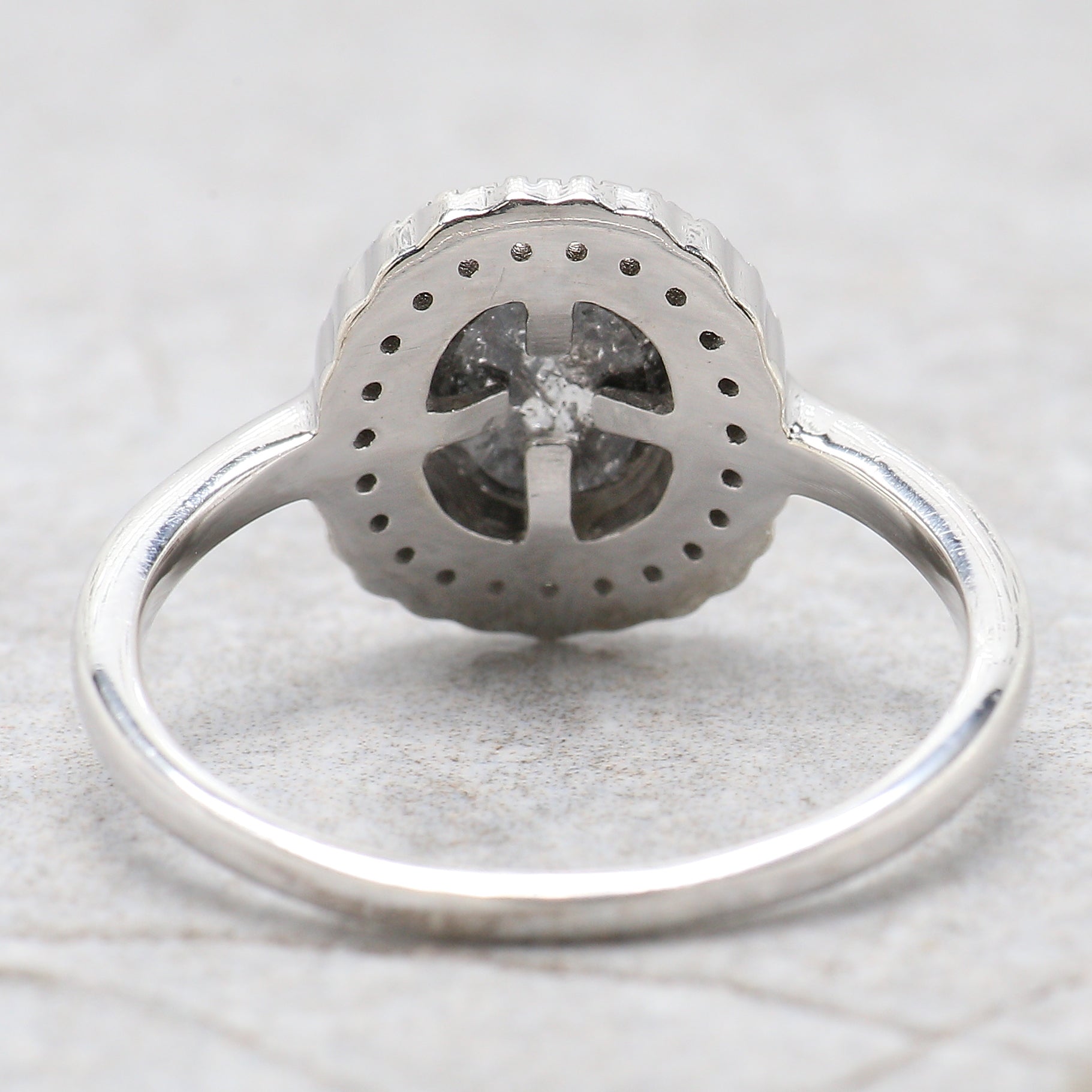 Oval Cut Salt And Pepper Diamond Ring 0.79 Ct 6.00 MM Oval Diamond Ring 14K Solid Rose Gold Silver Oval Engagement Ring Gift For Her QN1230