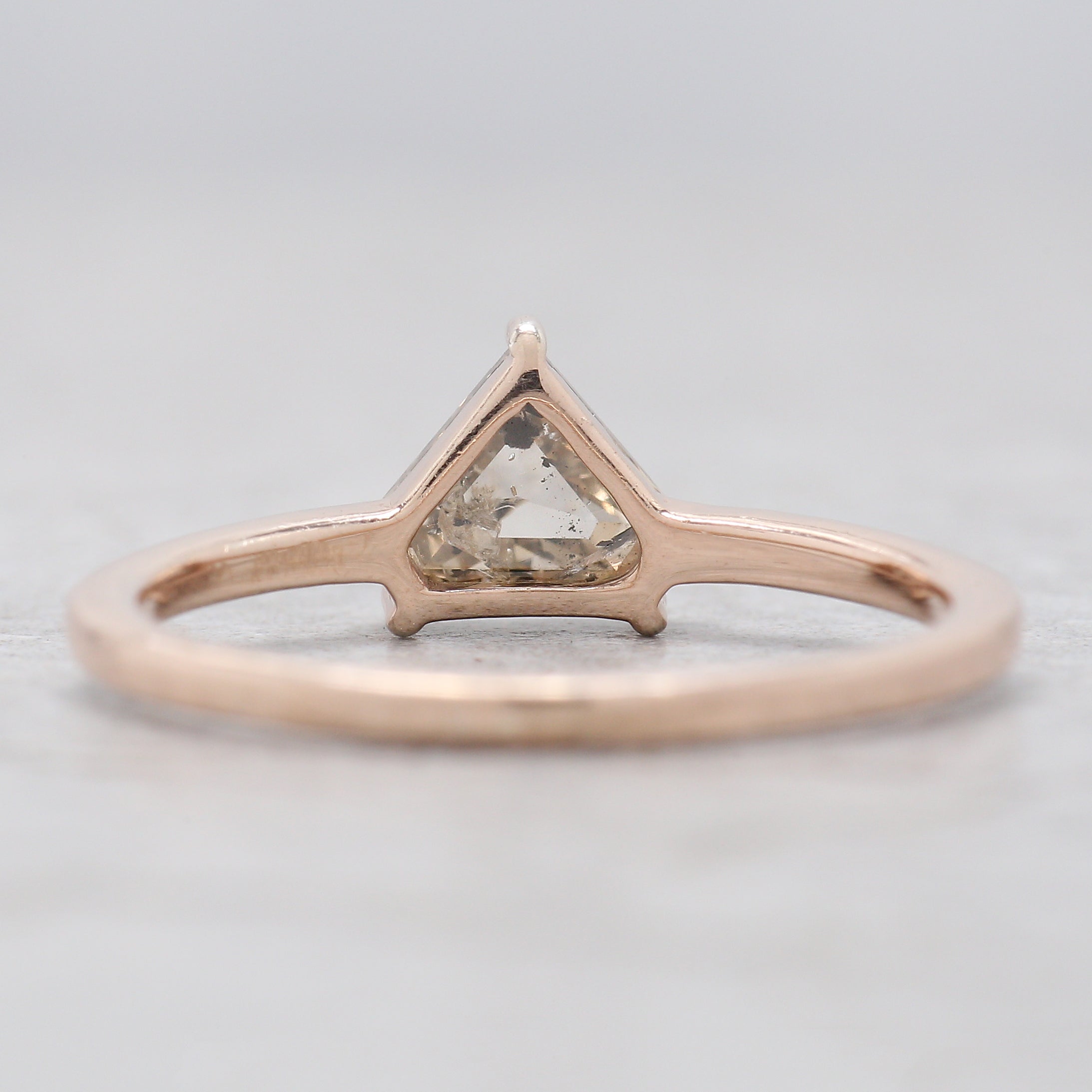 Shield Cut Salt And Pepper Diamond Ring 0.73 Ct 5.79 MM Shield Diamond Ring 14K Solid Rose Gold Silver Engagement Ring Gift For Her QL9513