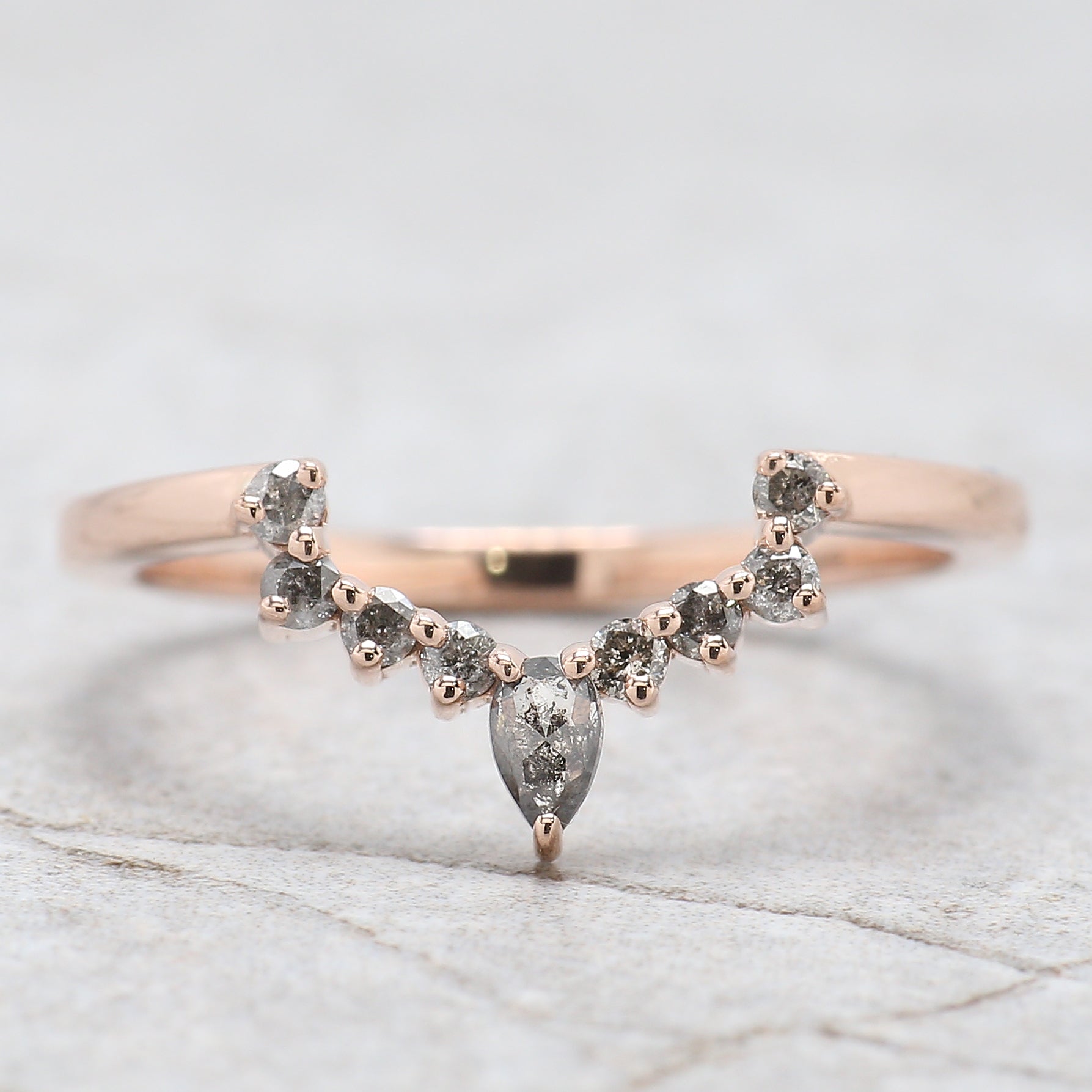 Hexagon Salt And Pepper Diamond Ring 0.80 Ct 6.30 MM Hexagon Cut Diamond Ring 14K Solid Rose Gold Silver Engagement Ring Gift For Her QL637