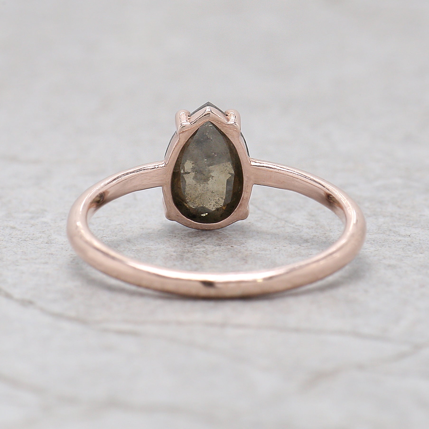 Pear Cut Green Color Diamond Ring 1.16 Ct 8.70 MM Pear Shape Diamond Ring 14K Solid Rose Gold Silver Pear Engagement Ring Gift For Her KDK2608