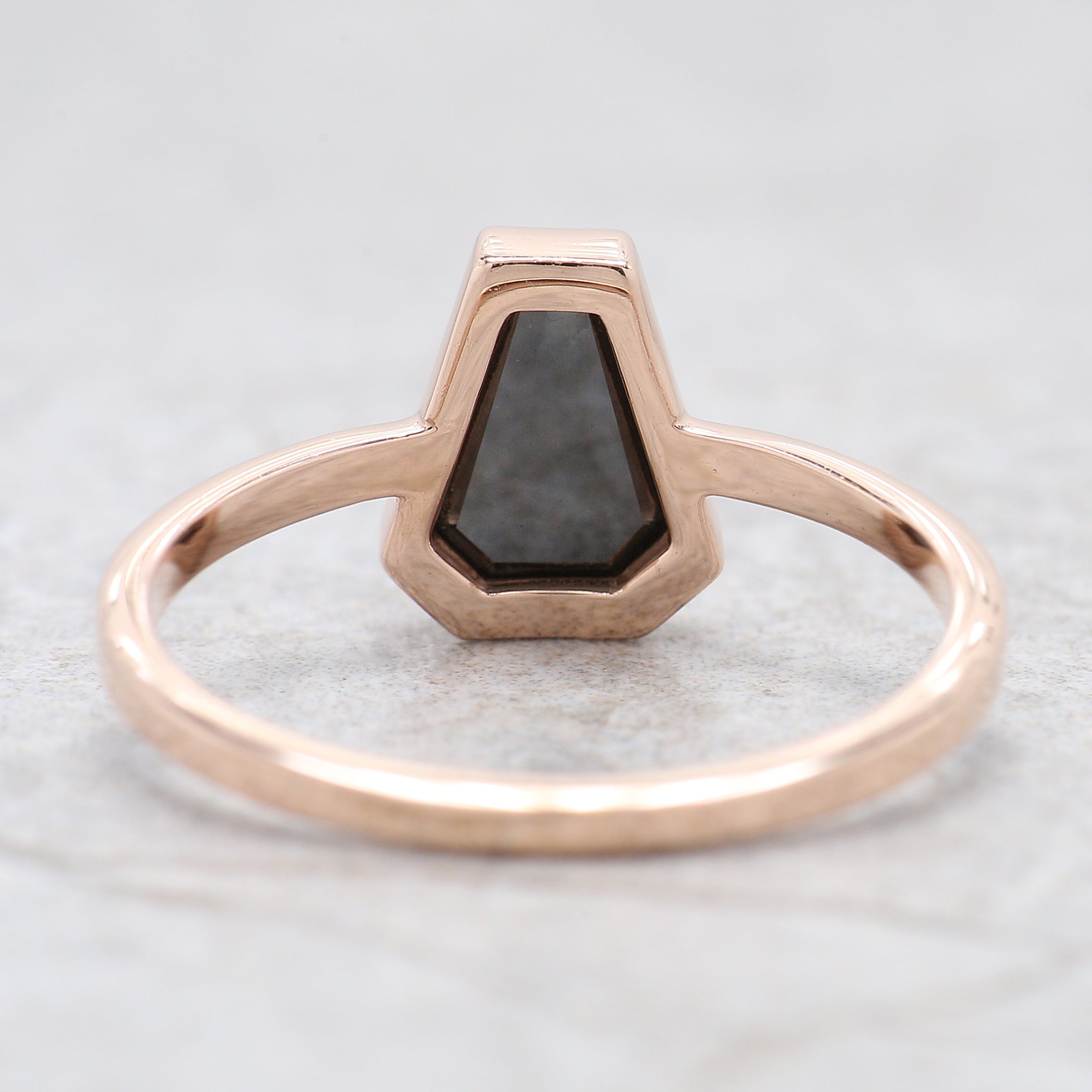 Coffin Black Color Diamond Ring 0.97 Ct 7.54 MM Coffin Shape Diamond Ring 14K Solid Rose Gold Silver Engagement Ring Gift For Her KDN2557