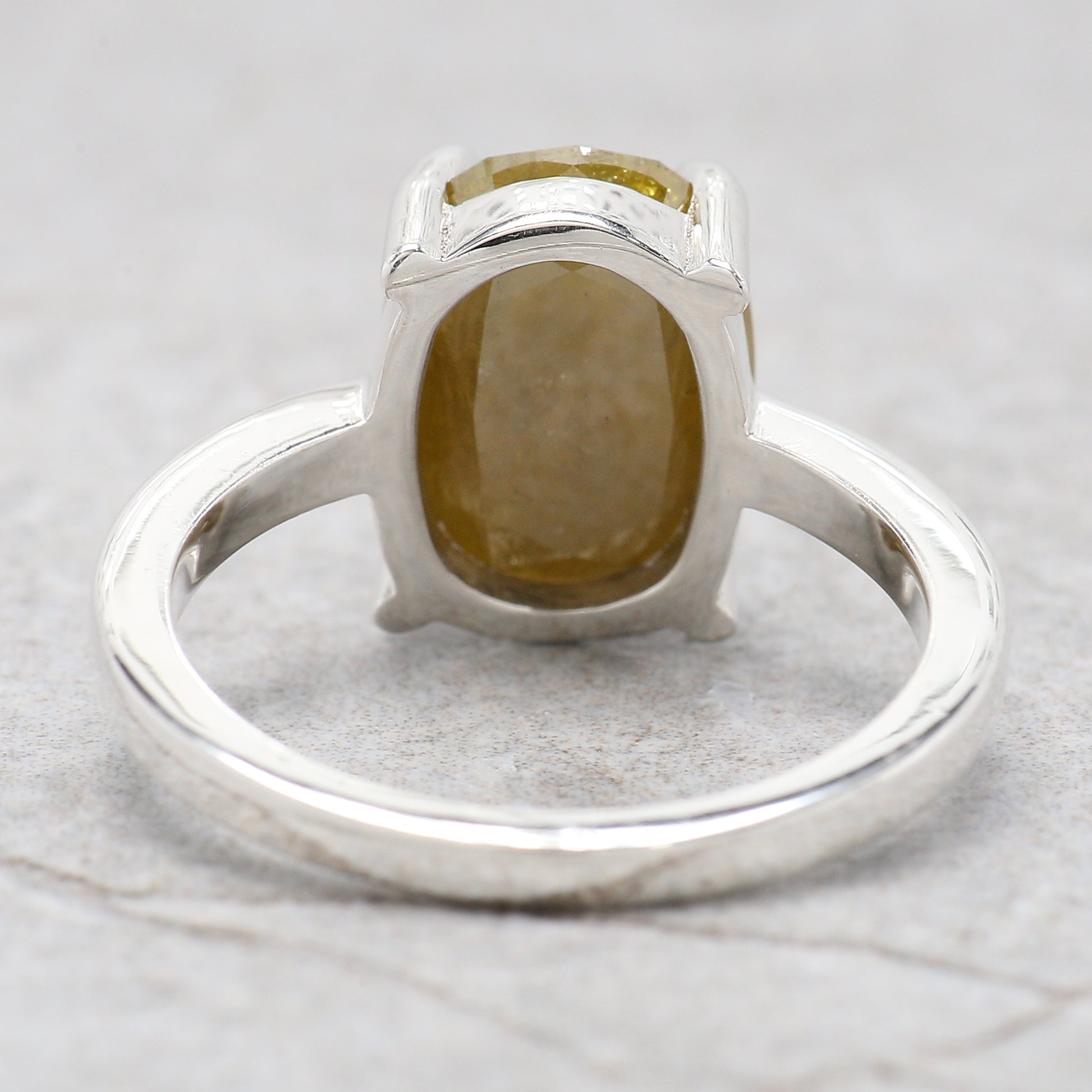 Oval Shape Yellow Color Diamond Ring 5.01 Ct 11.40 MM Oval Cut Diamond Ring 14K Solid White Gold Silver Engagement Ring Gift For Her QL8645