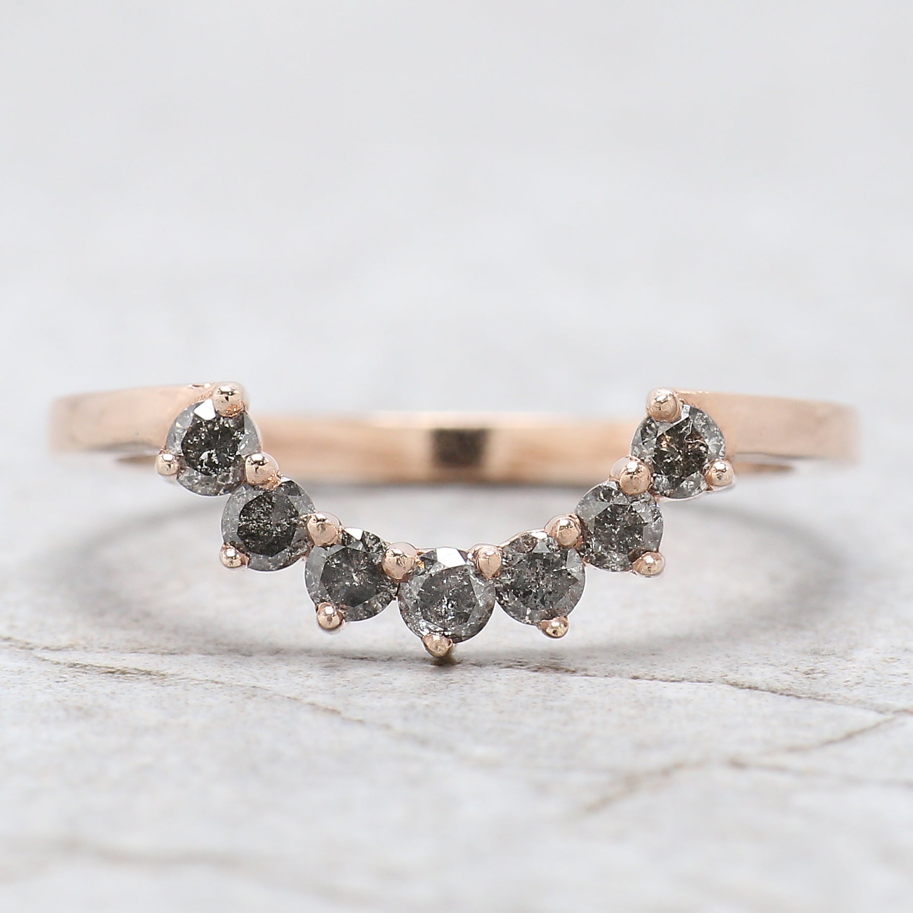 Round Rose Cut Salt And Pepper Diamond Ring 1.80 Ct 8.10 MM Round Diamond Ring 14K Rose Gold Silver Engagement Ring Gift For Her QL1536