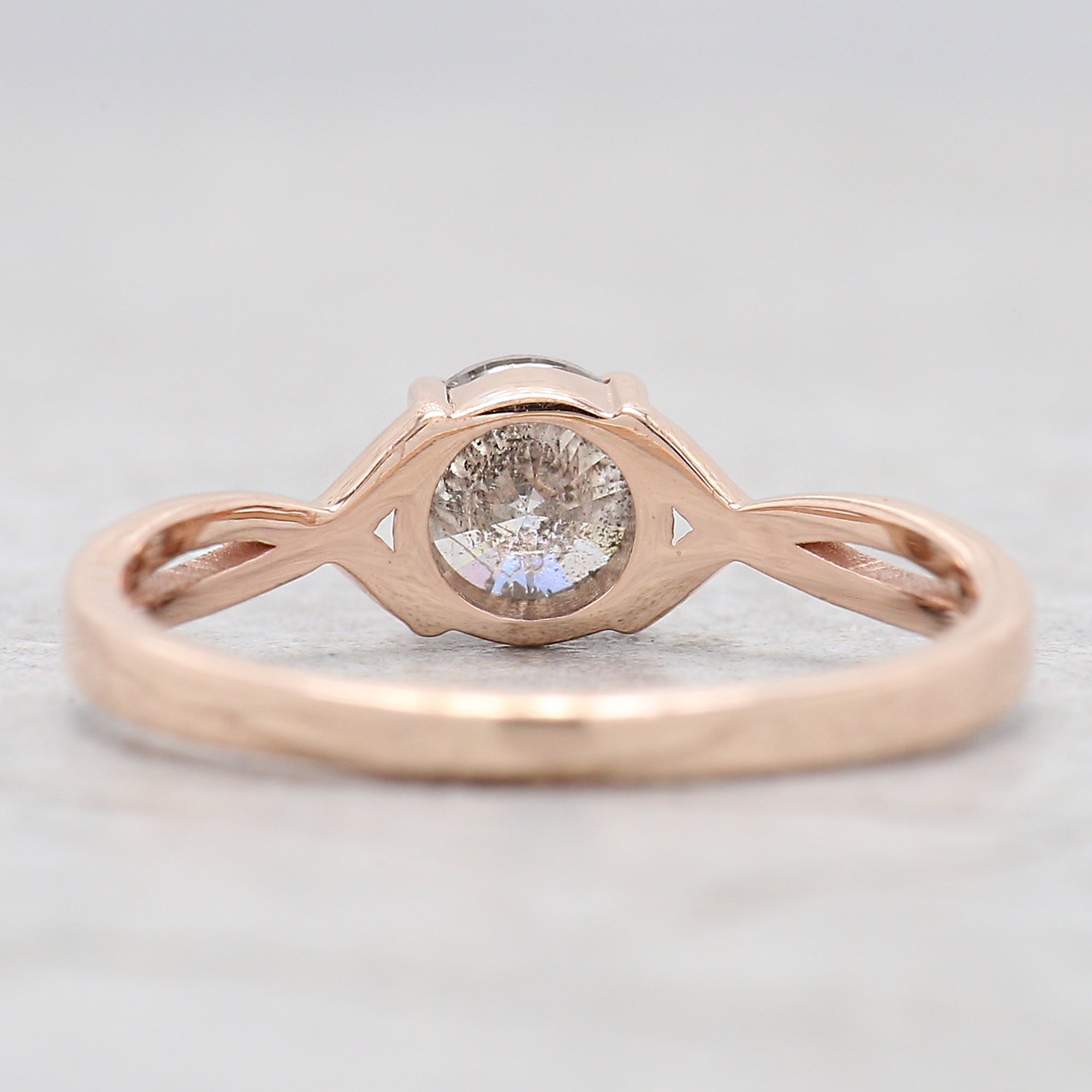 Round Cut Salt And Pepper Diamond Ring 0.66 Ct 5.30 MM Round Diamond Ring 14K Solid Rose Gold Silver Engagement Ring Gift For Her QN1078