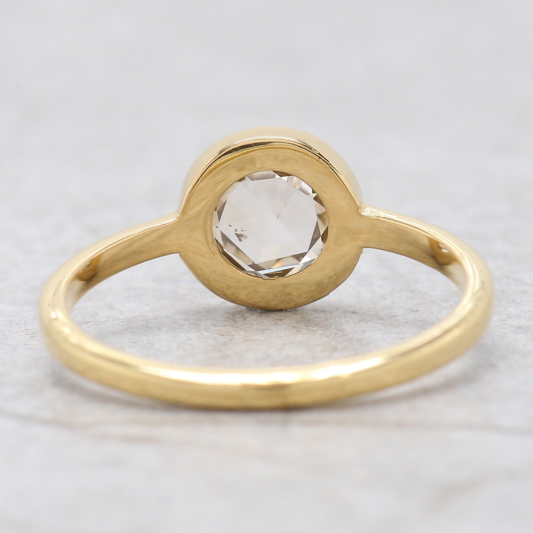 Round Rose Cut White-J Color Diamond Ring 1.12 Ct 6.39 MM Round Diamond Wedding Ring 14K Yellow Gold Engagement Ring Gift For Her KDL2624