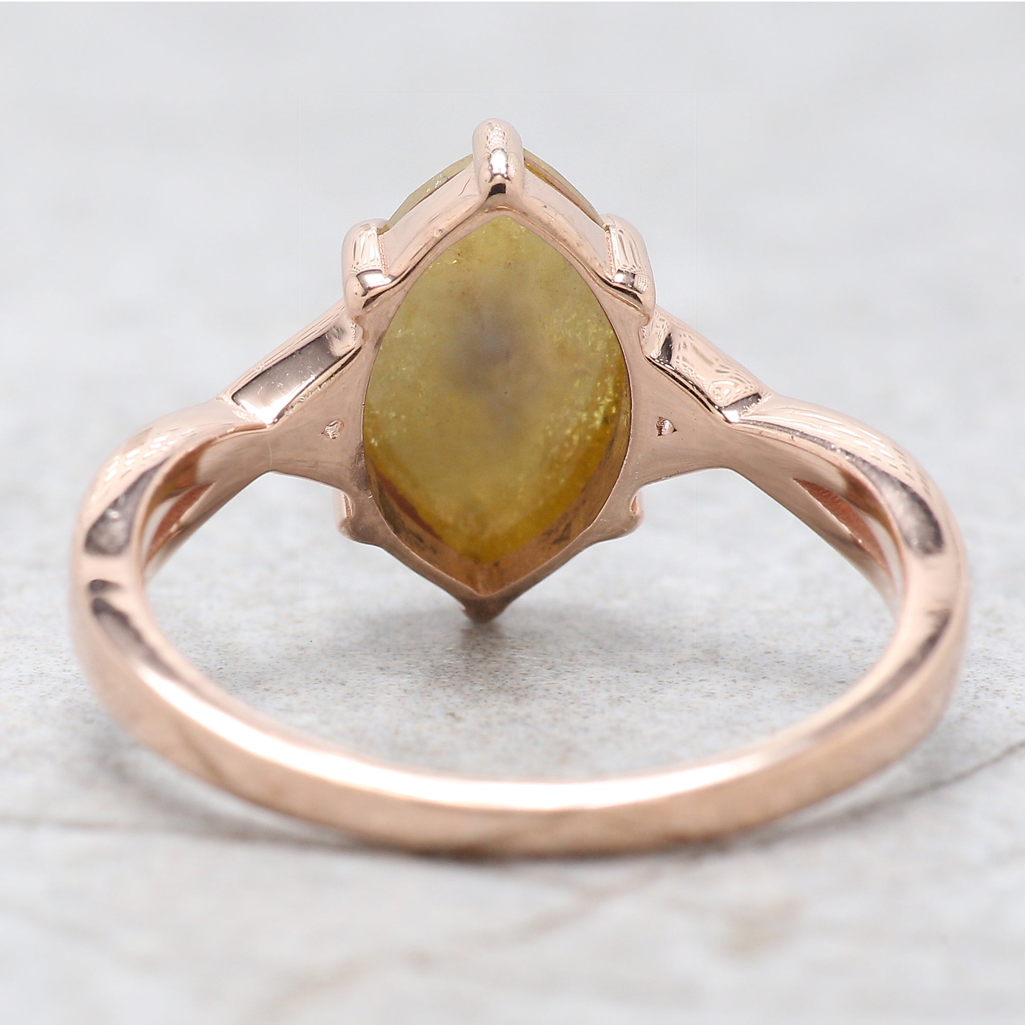 Marquise Shape Yellow Color Diamond Ring 1.65 Ct 11.10 MM Marquise Diamond Ring 14K Rose Gold Silver Engagement Ring Gift For Her QL8849