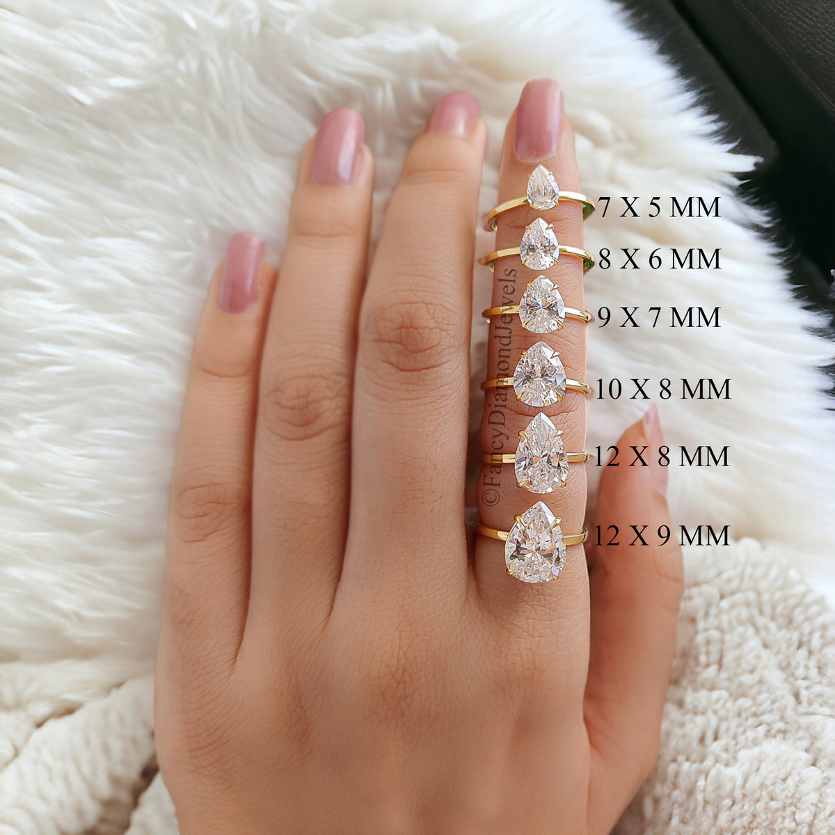 Pear Engagement Ring Lab Created Simulant Solitaire Silver Teardrop Diamond Travel Promise Moissanite Style Wedding Anniversary Gift FD186