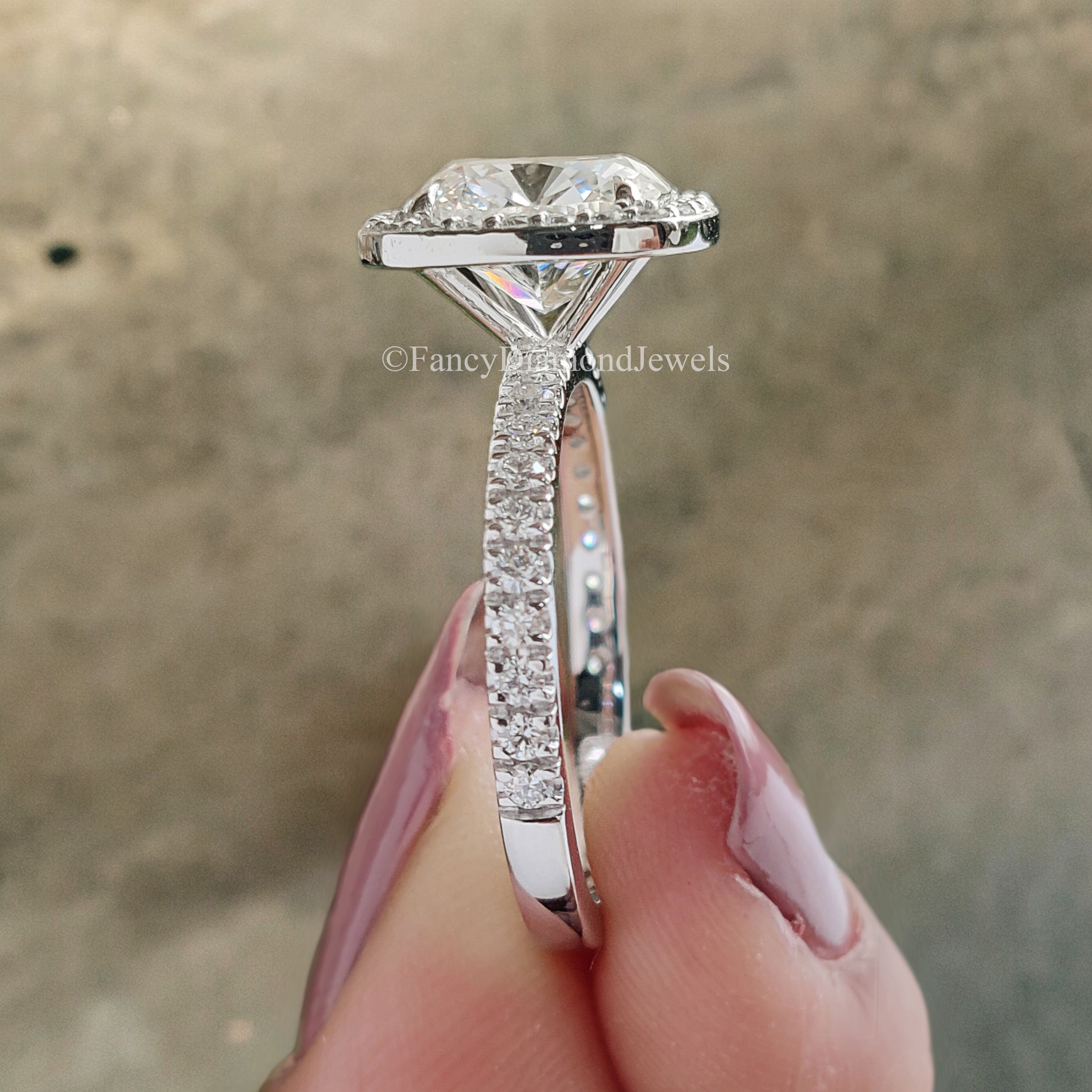 Cushion Lab Grown Engagement Ring 2.50 CT Cushion Cut Moissanite Ring Halo Set Wedding Ring For Women Promise Ring Gift For Her Ring FD192