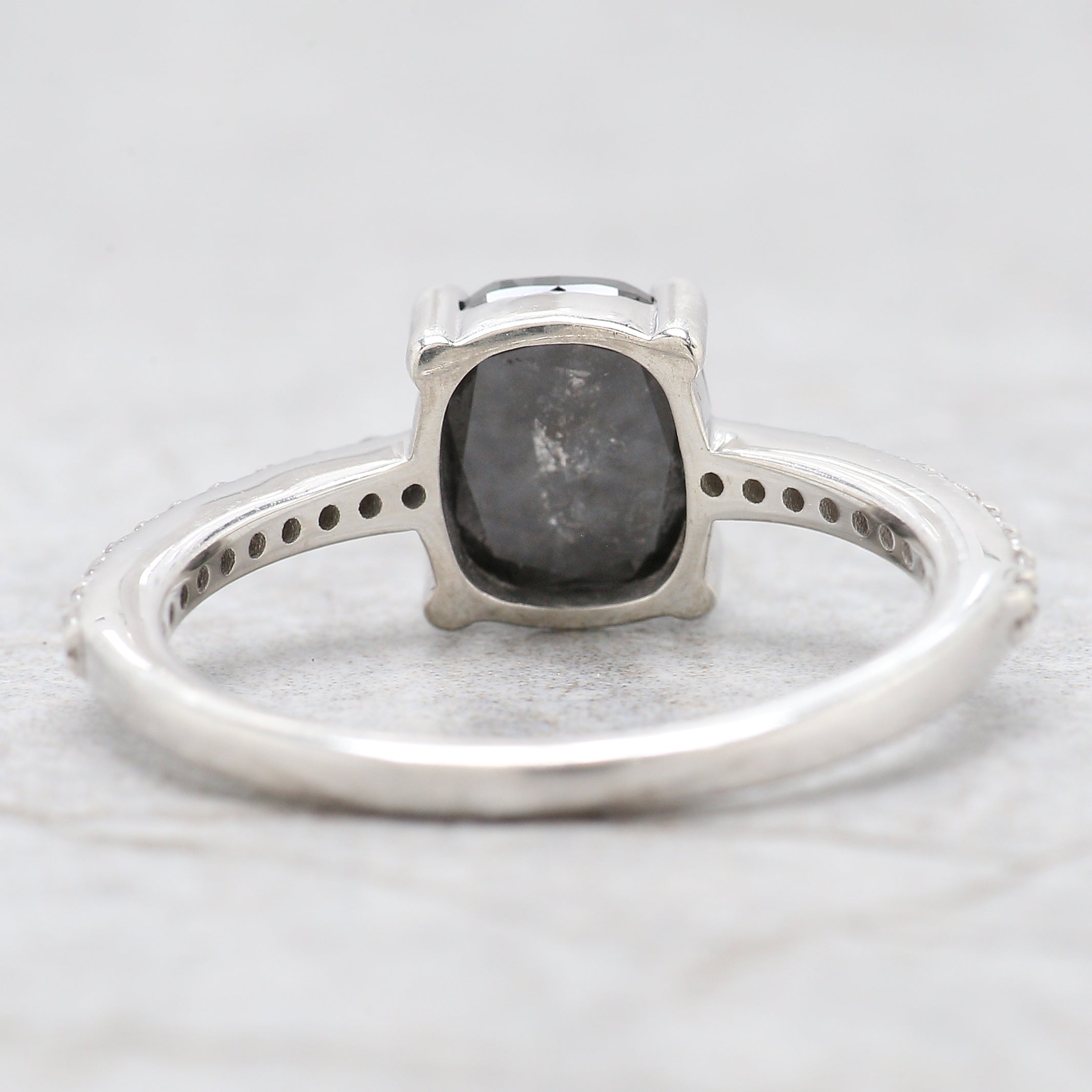 Oval Cut Salt And Pepper Diamond Ring 1.95 Ct 7.50 MM Oval Diamond Ring 14K Solid White Gold Silver Oval Engagement Ring Gift For Her QN9093