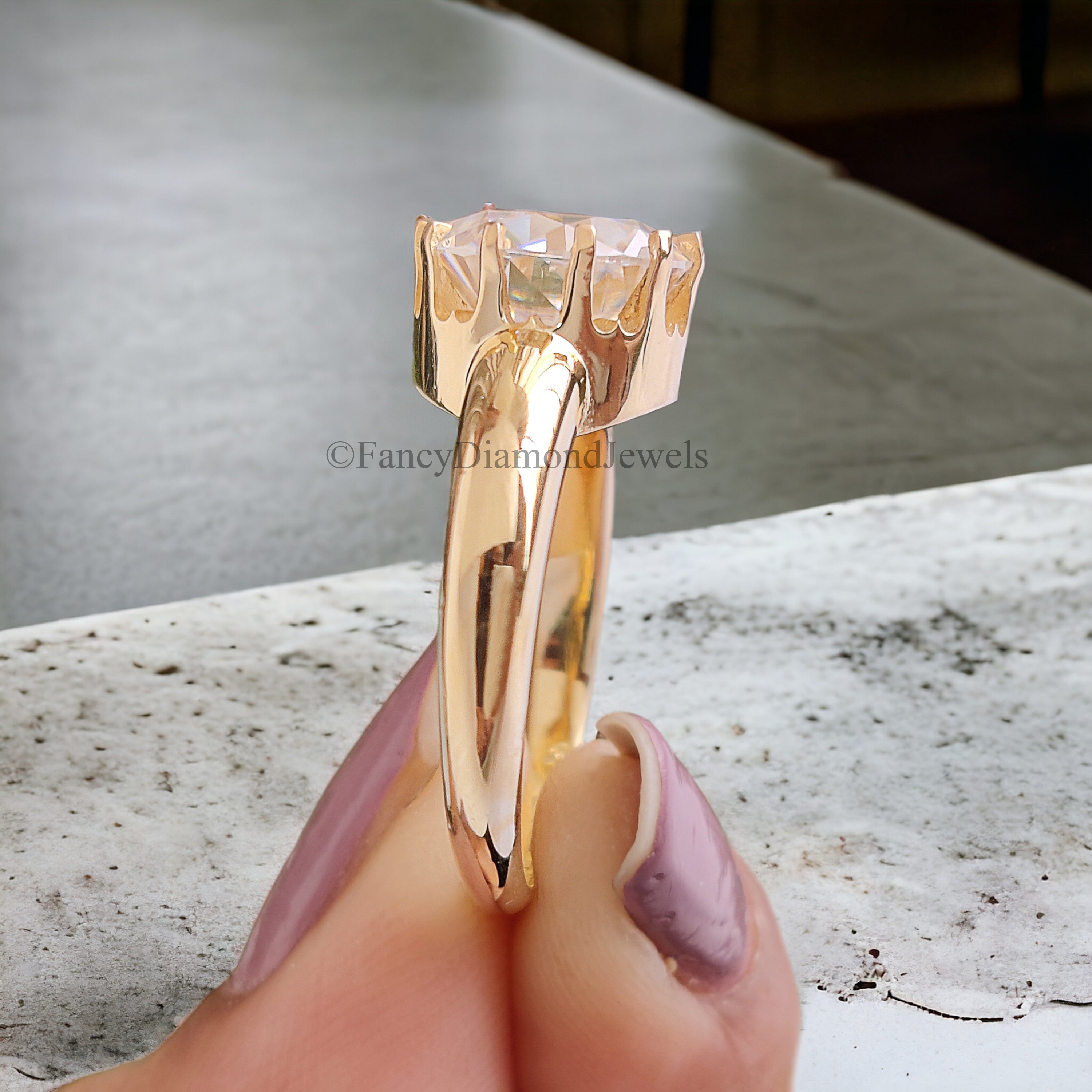 Antique 2.80 CT Round Old European Cut Colorless Moissanite Ring Solitaire Engagement Ring Wedding Ring Comfort Fit Band Gift for Her FD215