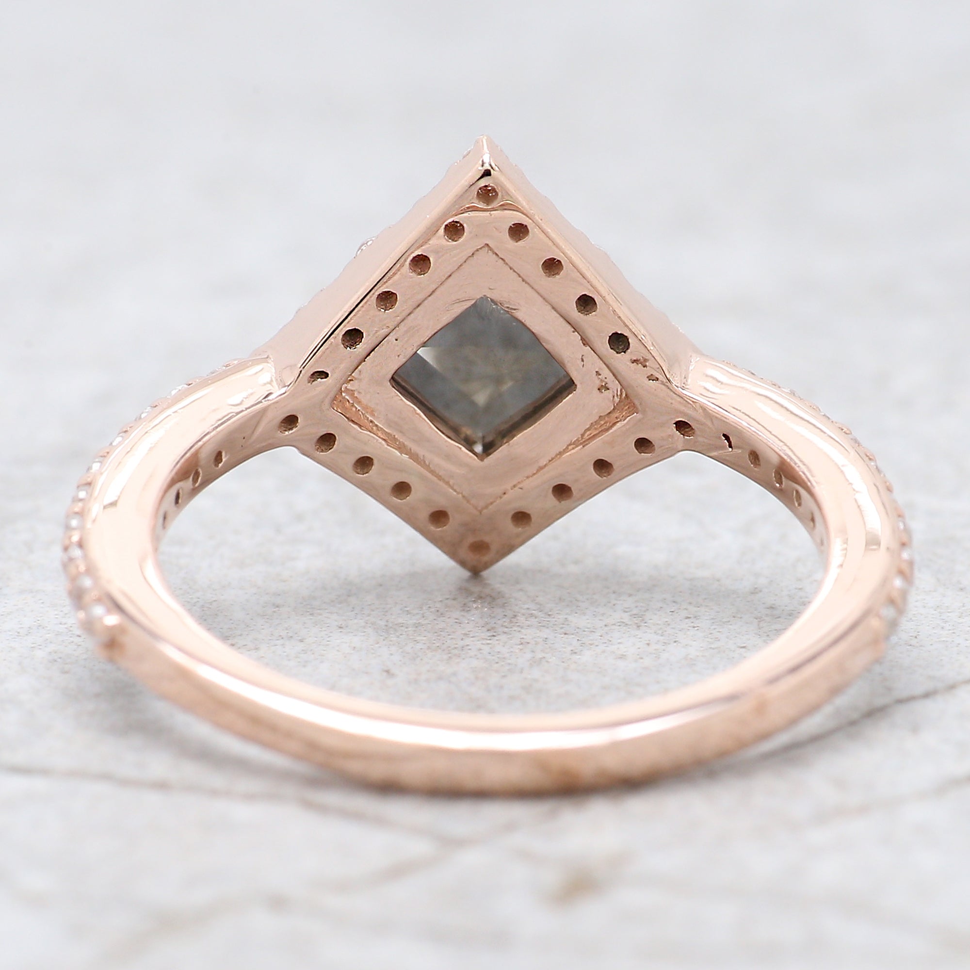 Kite Cut Salt And Pepper Diamond Ring 1.07 Ct 7.55 MM Kite Diamond Ring 14K Solid Rose Gold Silver Kite Engagement Ring Gift For Her QN9625
