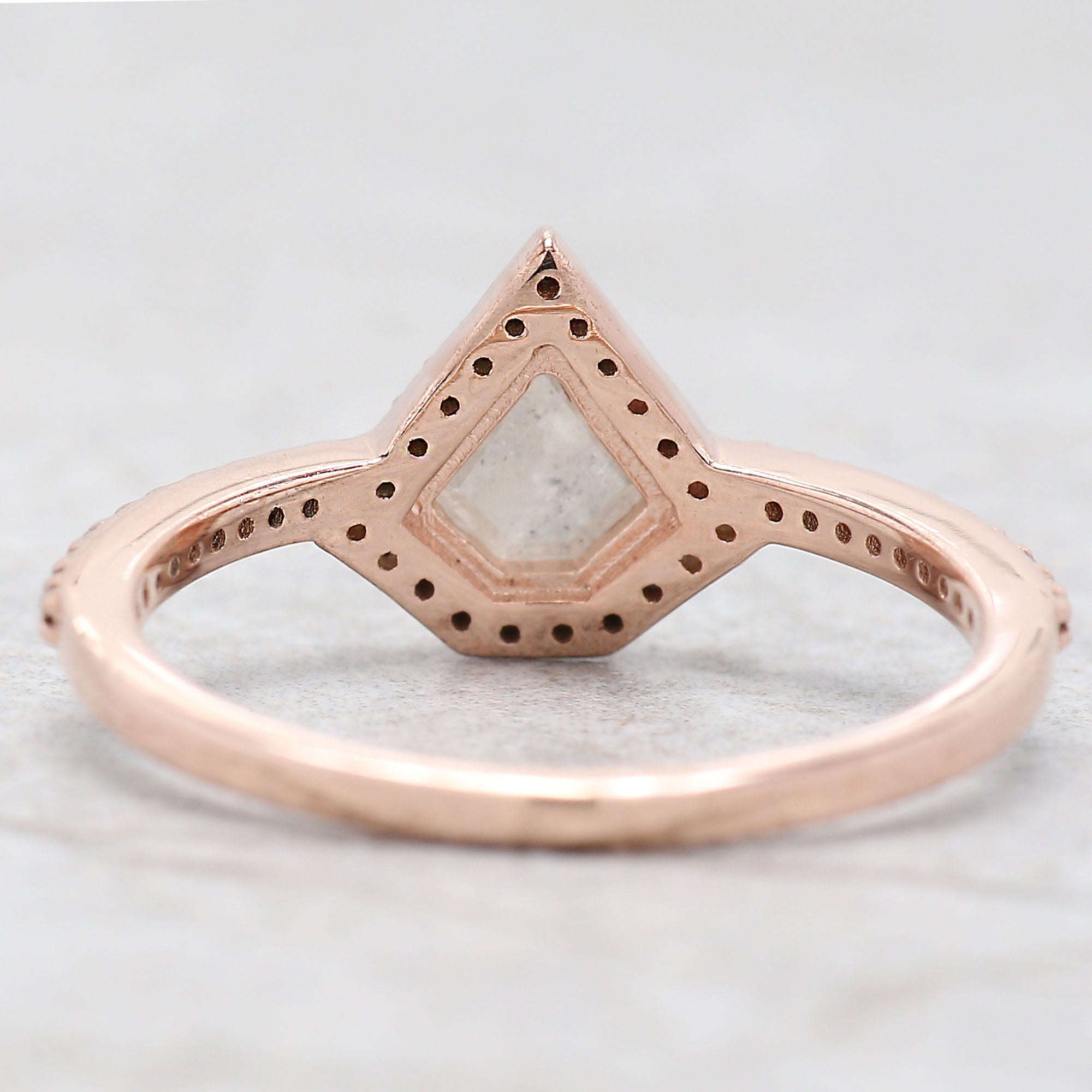 Shield Cut Salt And Pepper Diamond Ring 0.47 Ct 5.40 MM Shield Diamond Ring 14K Solid Rose Gold Silver Engagement Ring Gift For Her QL9683