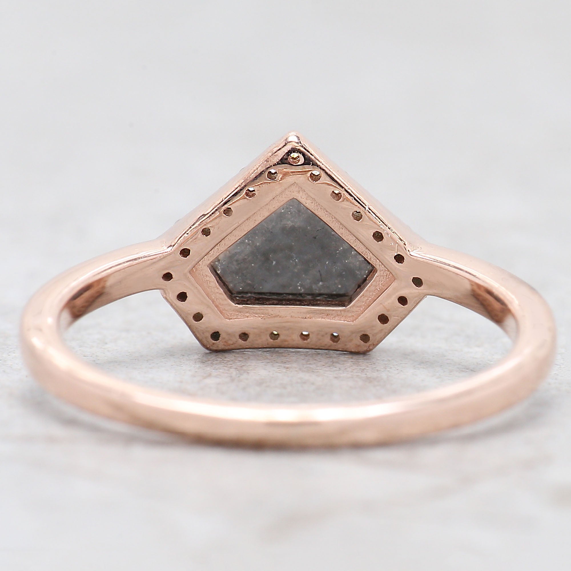 Shield Salt And Pepper Diamond Ring Engagement Wedding Gift Ring 14K Solid Rose White Yellow Gold Ring 0.72 CT QL007