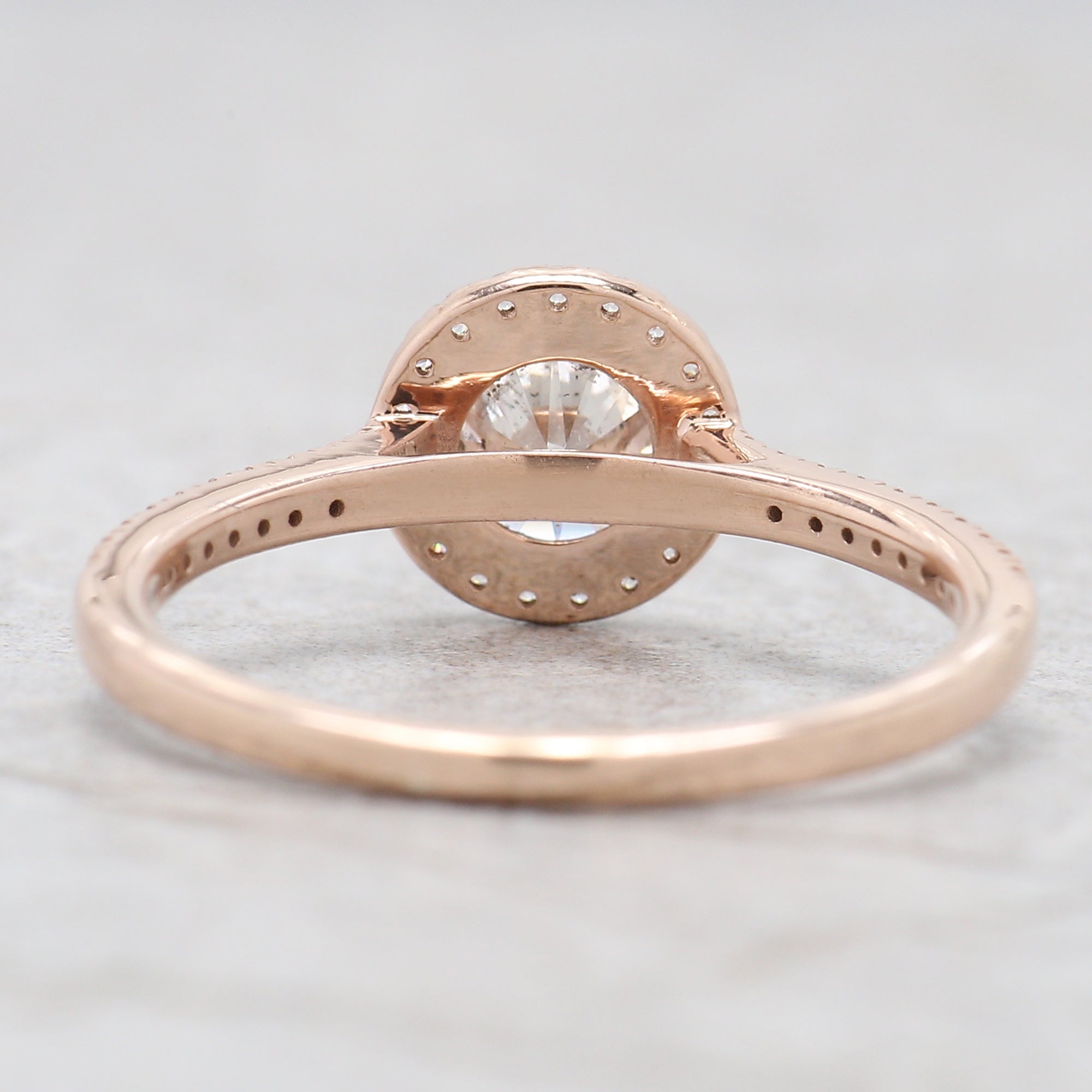 Round Cut Salt And Pepper Diamond Ring 0.67 Ct 5.16 MM Round Diamond Ring 14K Solid Rose Gold Silver Engagement Ring Gift For Her QL2654
