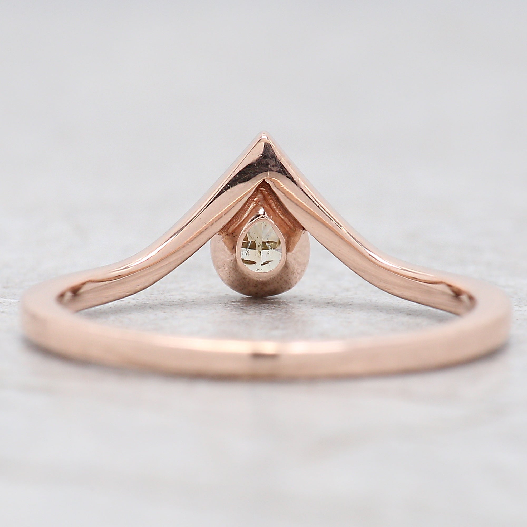 Pear Cut Yellow Color Diamond Ring 0.21 Ct 4.10 MM Pear Shape Diamond Ring 14K Solid Rose Gold Silver Engagement Ring Gift For Her QN7421