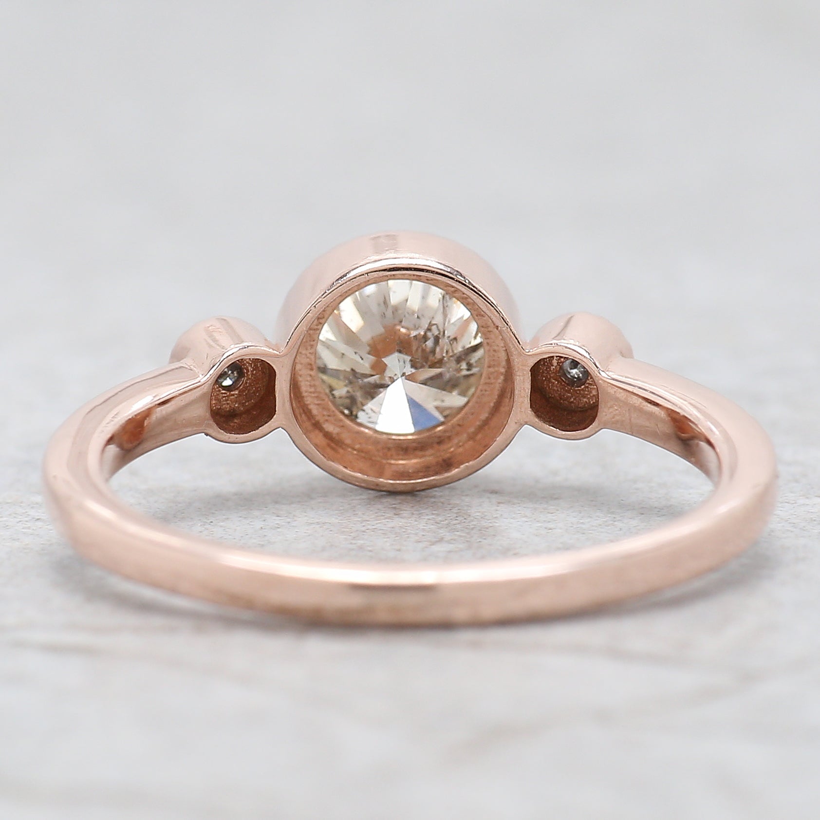 Round Cut Salt And Pepper Diamond Ring 0.90 Ct 5.79 MM Round Diamond Ring 14K Solid Rose Gold Silver Engagement Ring Gift For Her QL2655