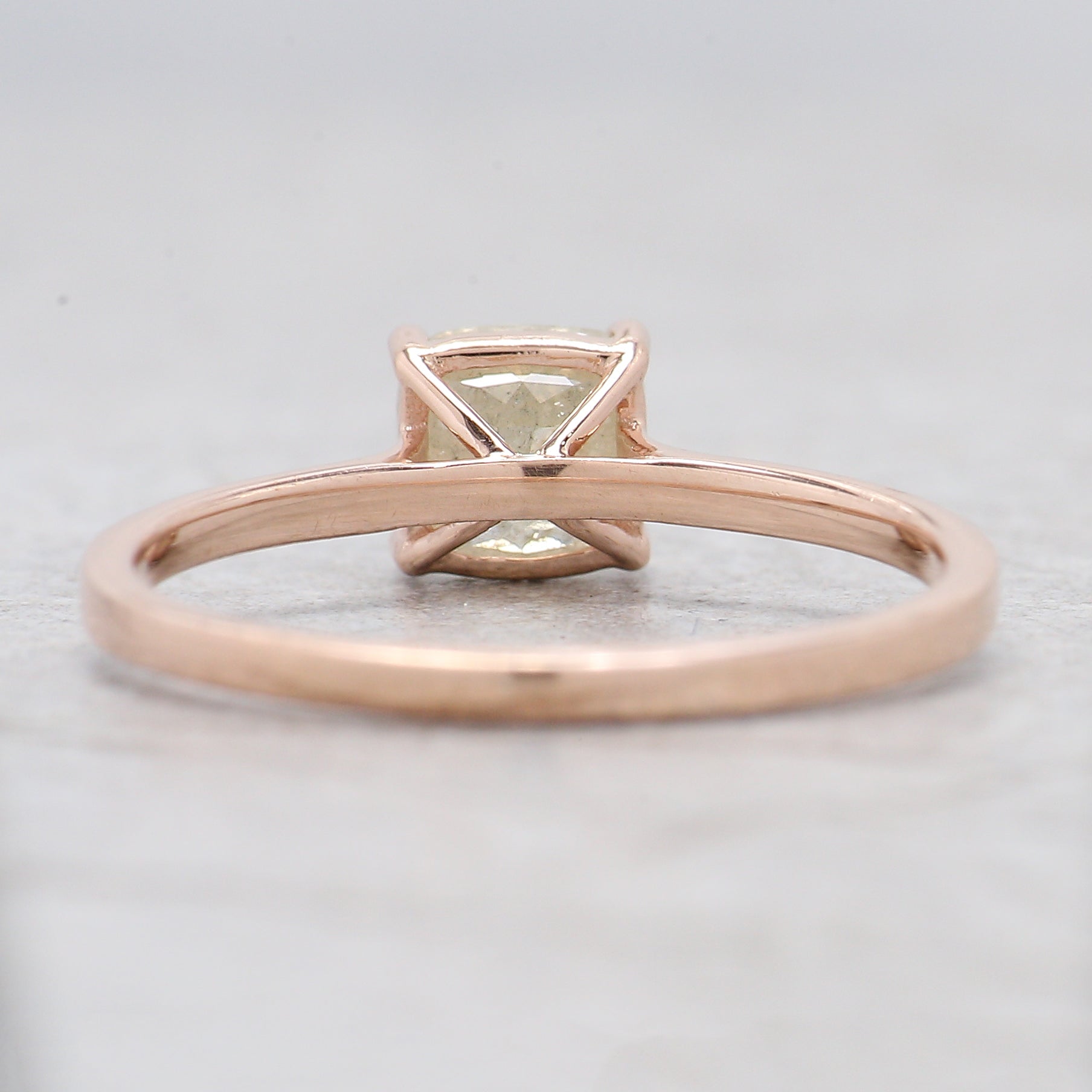 Cushion Cut Grey Color Diamond Ring 1.06 Ct 5.20 MM Cushion Diamond Ring 14K Solid Rose Gold Silver Engagement Ring Gift For Her QL5910