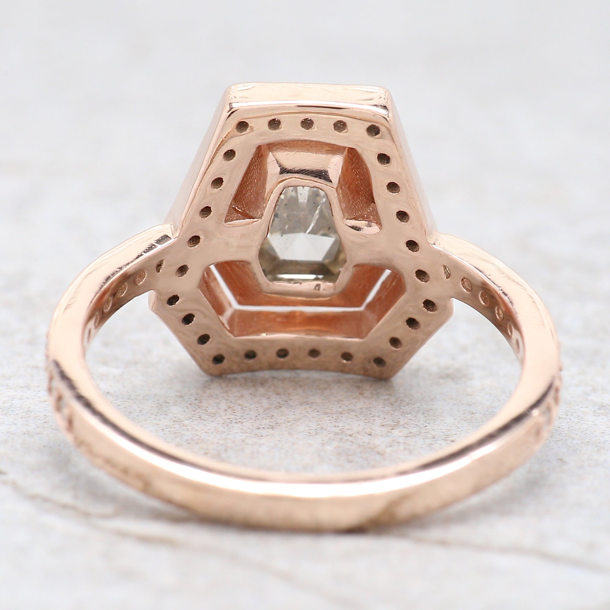 Coffin Cut Salt And Pepper Diamond Ring 0.96 Ct 6.84 MM Coffin Diamond Ring 14K Solid Rose Gold Silver Engagement Ring Gift For Her QN204