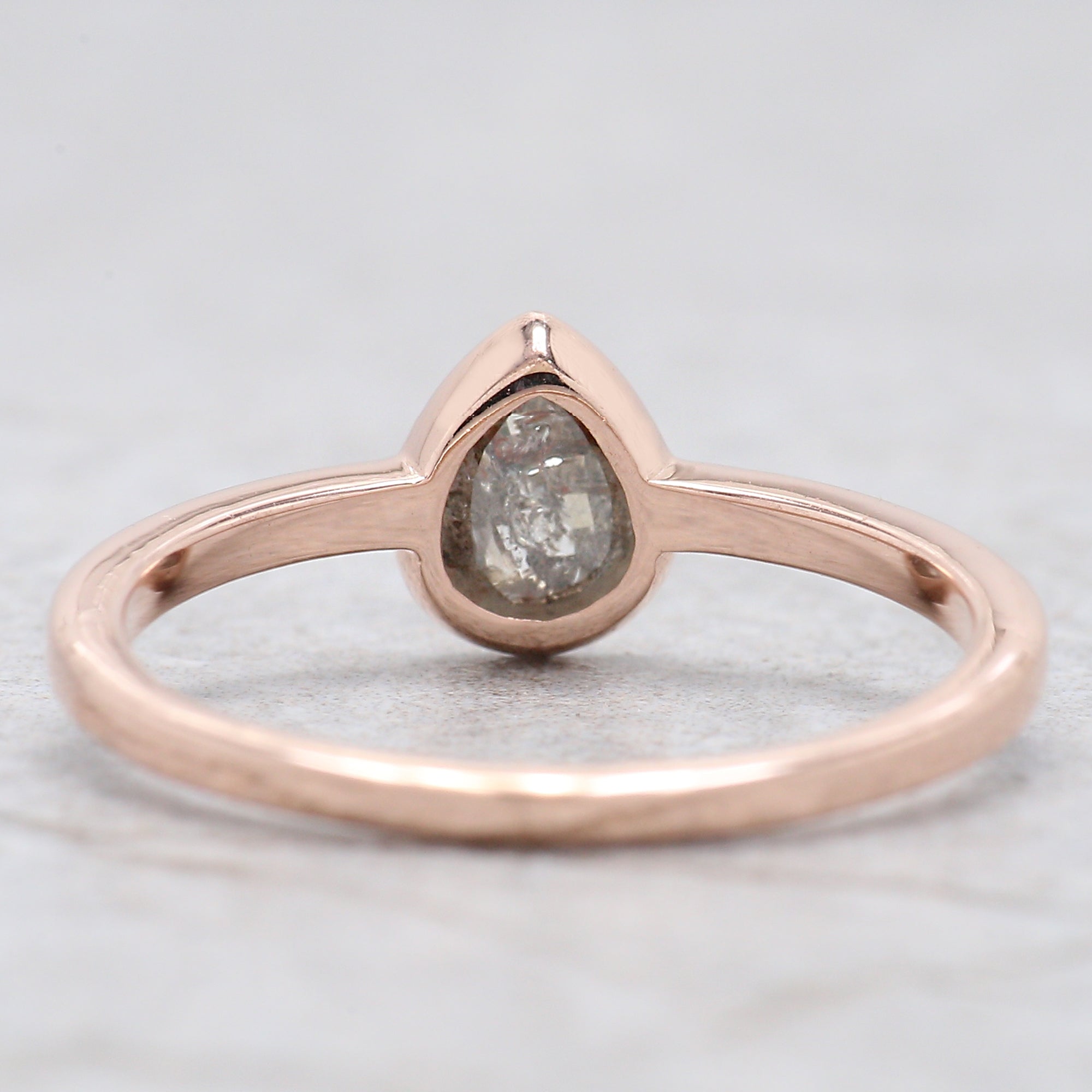 0.35 Ct Natural Pear Cut Salt And Pepper Diamond Ring 6.15 MM Pear Diamond Ring 14K Solid Rose Gold Silver Engagement Ring Pear Ring QN554