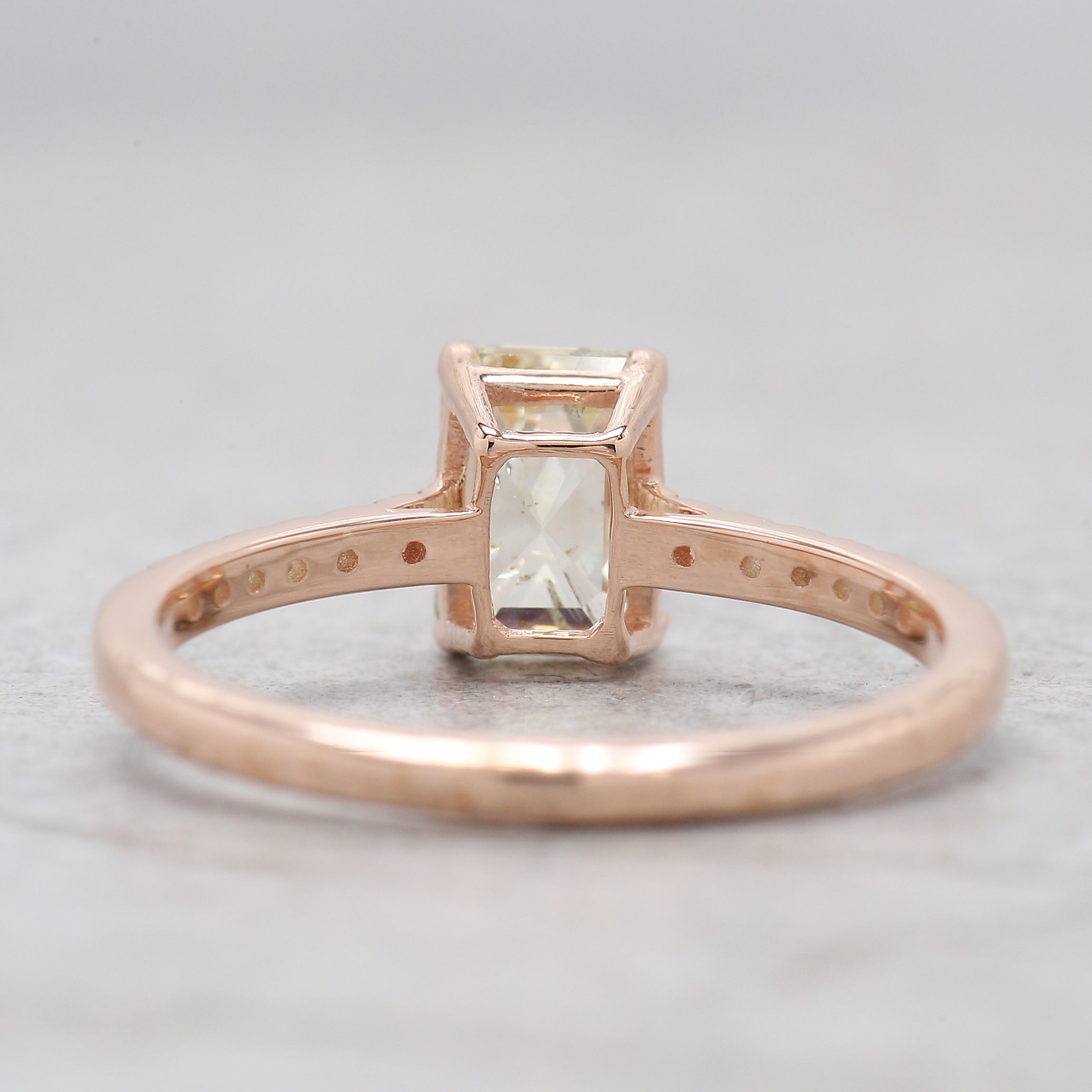 Emerald Cut White-J Color Diamond Ring 1.16 Ct 6.67 MM Emerald Diamond Wedding Ring 14K Rose Gold Engagement Ring Gift For Her KDL2661