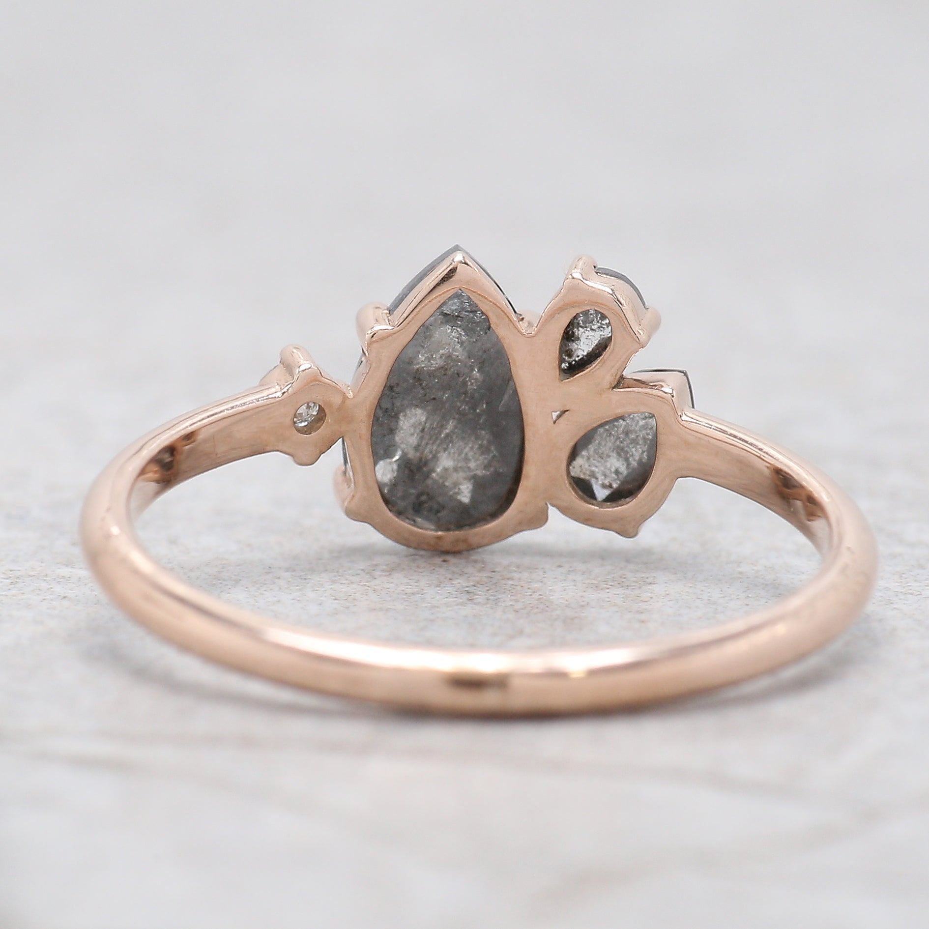 Pear Cut Salt And Pepper Diamond Ring 0.70 Ct 7.70 MM Pear Diamond Ring 14K Solid Rose Gold Silver Pear Engagement Ring Gift For Her QL1229