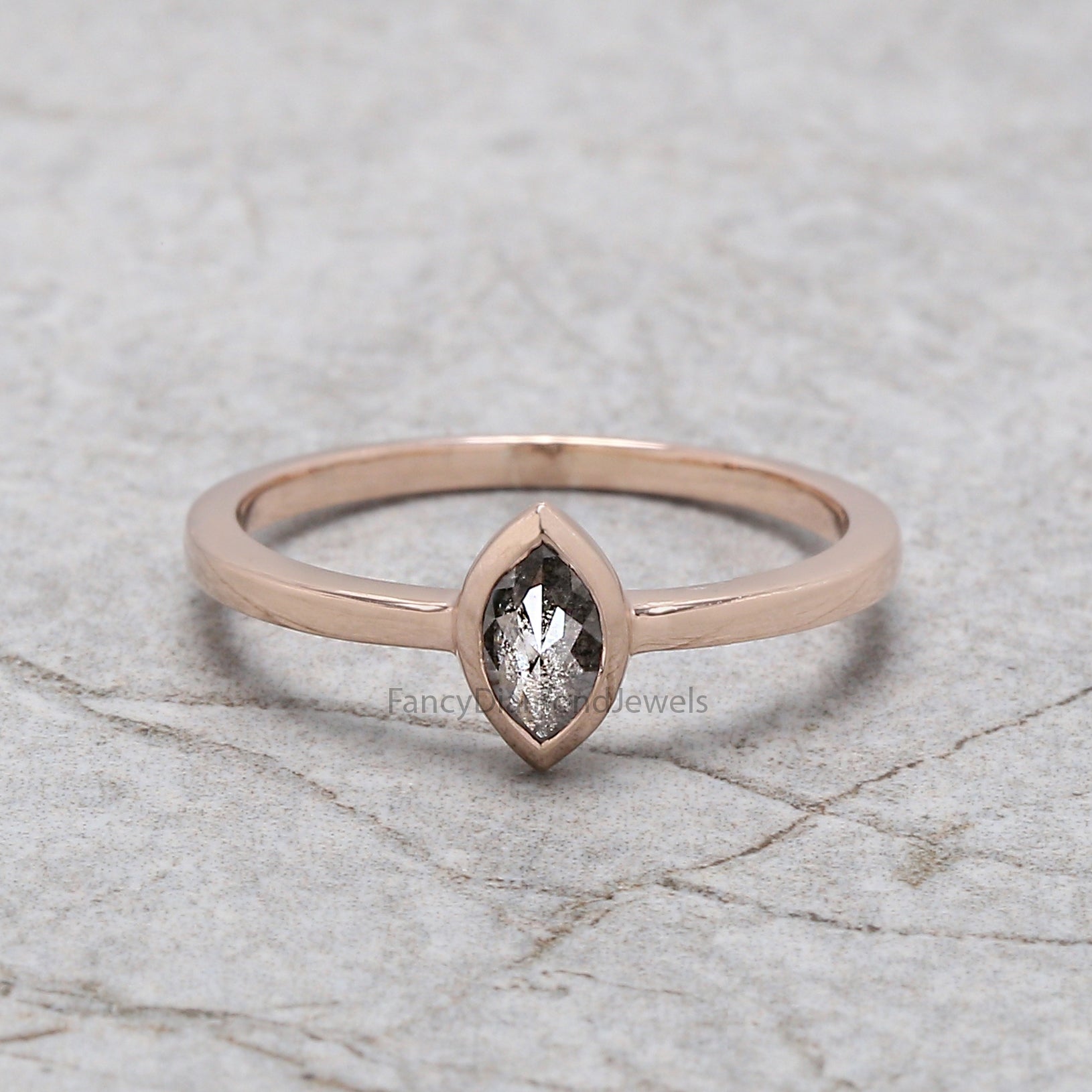 Marquise Salt and pepper Diamond Ring, Salt and pepper Marquise Diamond Engagement Ring, Marquise Diamond Ring, Marquise Shape Ring, KD1159