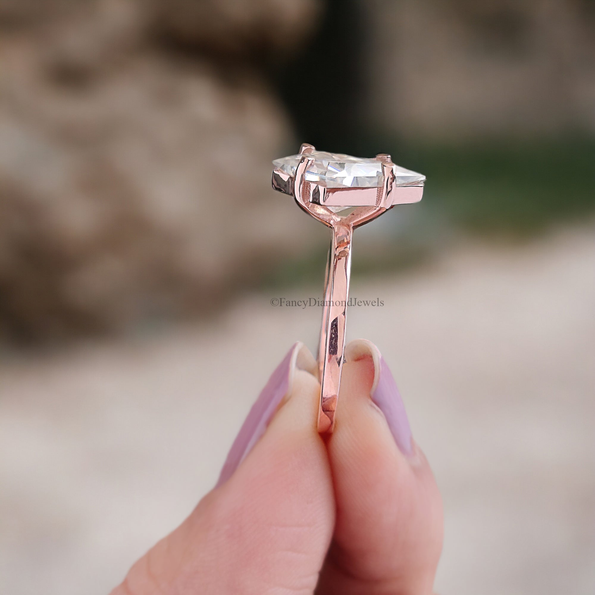 2.35 CT Kite Shape Colorless Moissanite Ring Antique Shape Tab Prong Engagement Ring Prong Set Wedding Ring Anniversary Gift For Her FD158